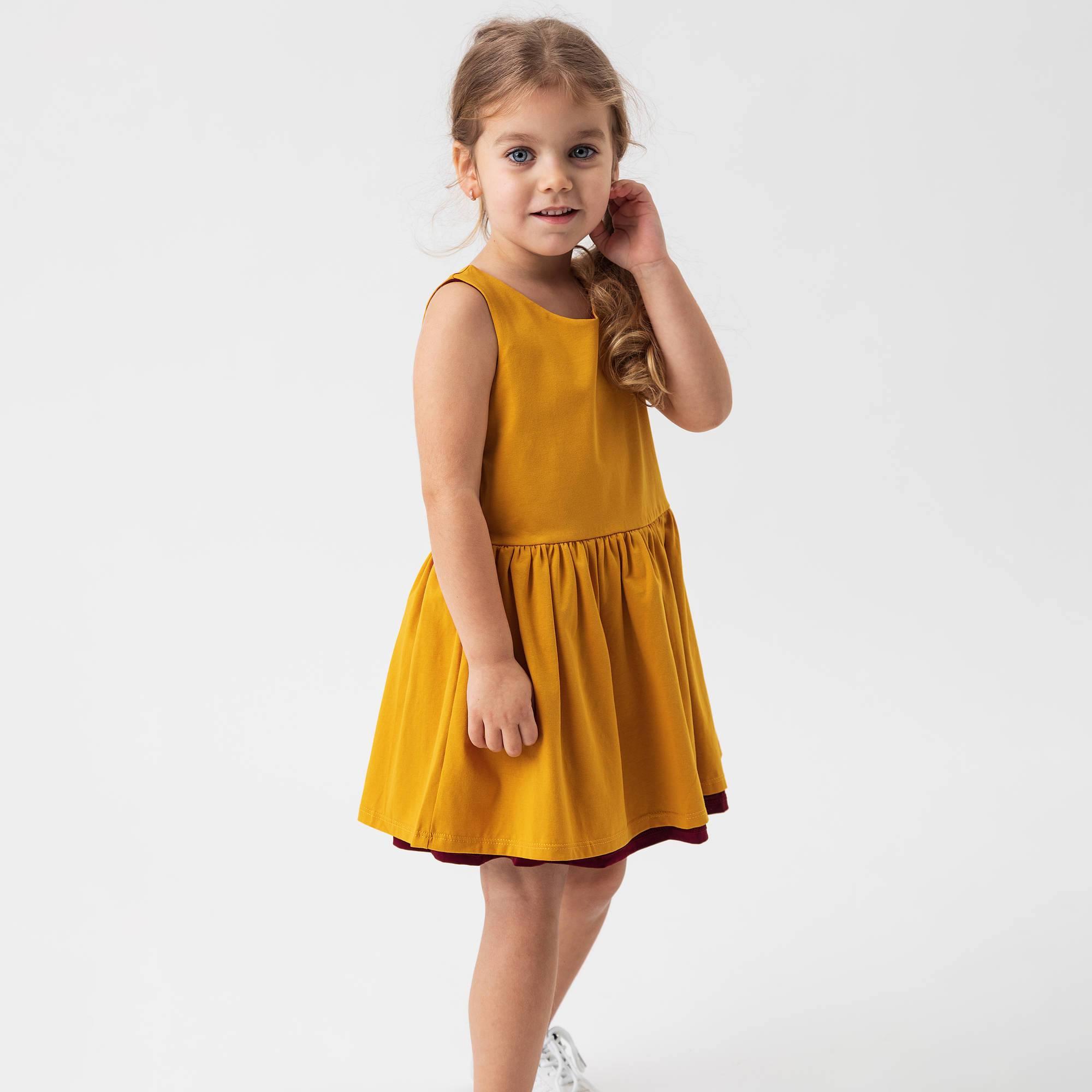 Mustard - burgundy reversible dress