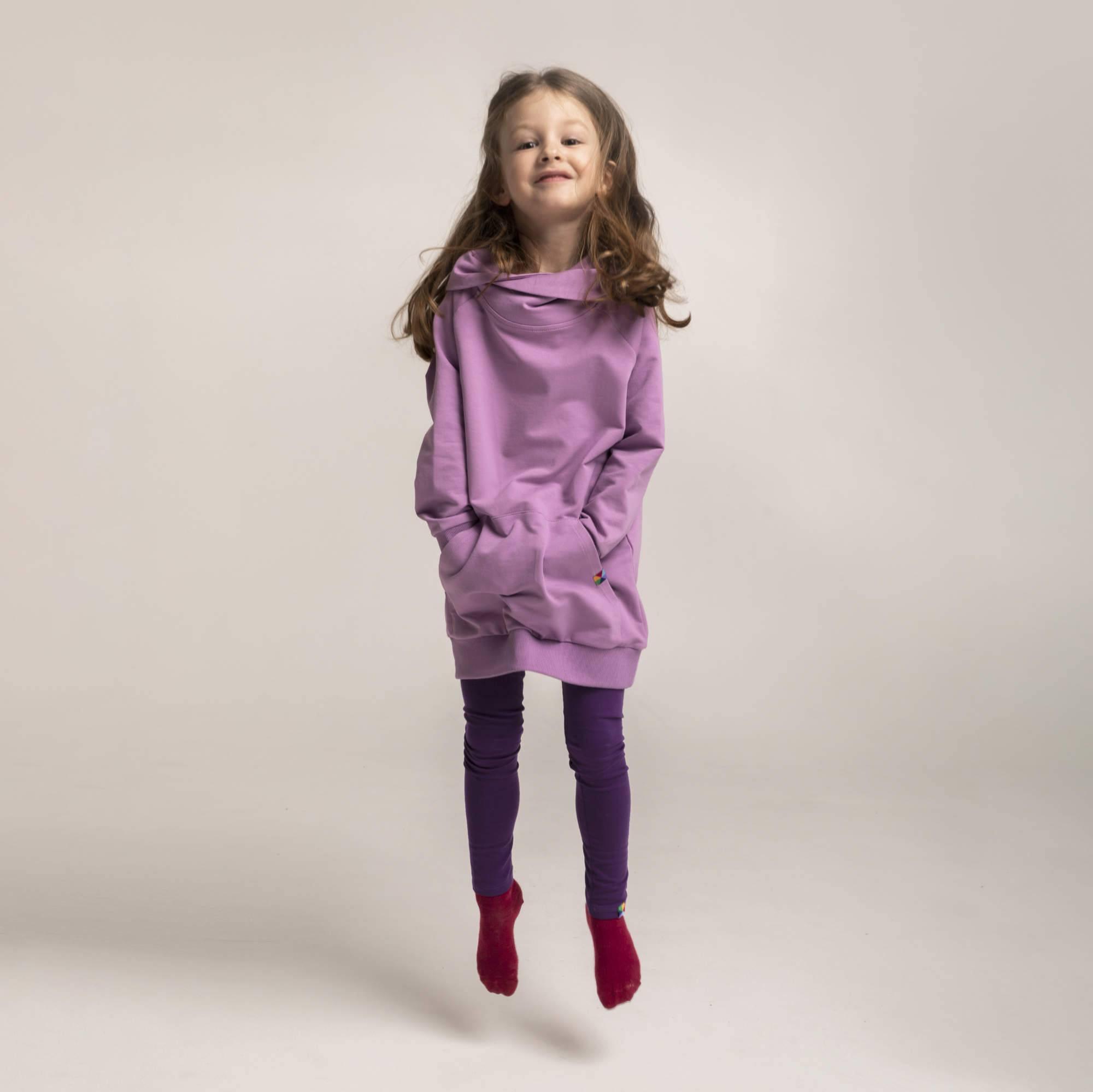 Light purple long funnel neck pullover sweatshirt