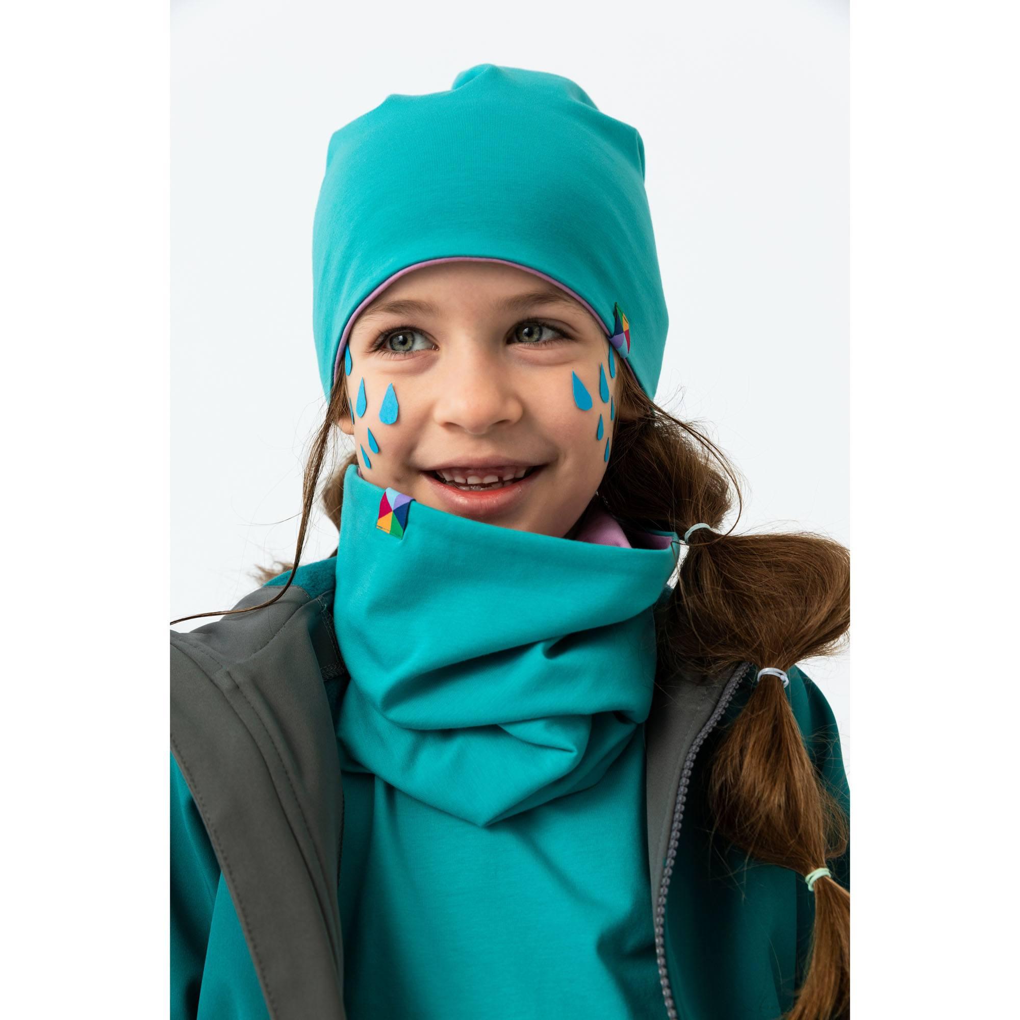 Turquoise - light purple reversible neck warmer
