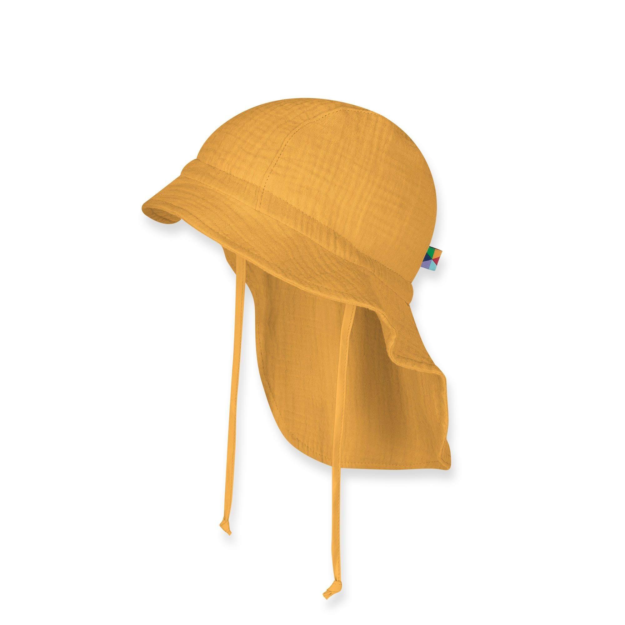 Mustard muslin hat with strings Baby