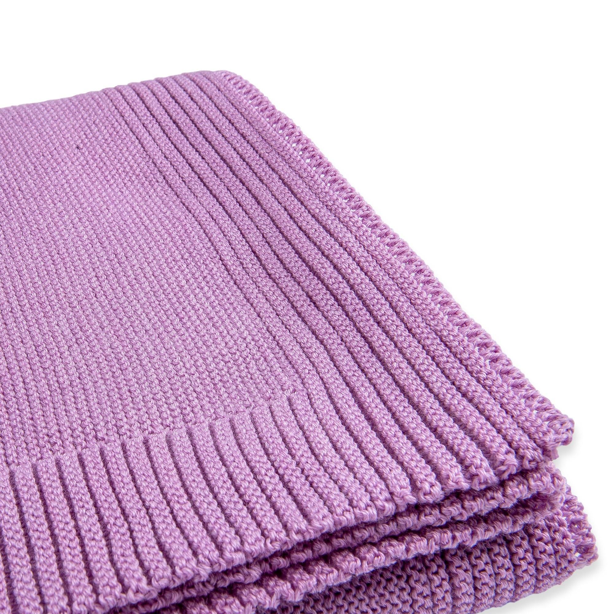 Light purple merino wool knitted blanket