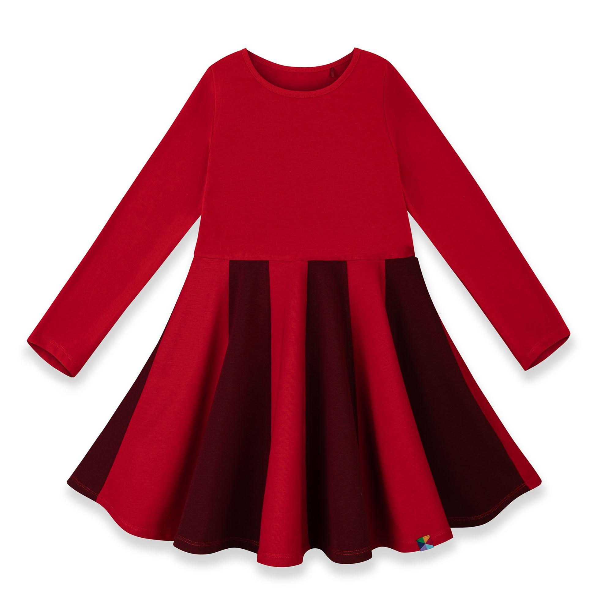 Red - burgundy two-tone frill dress