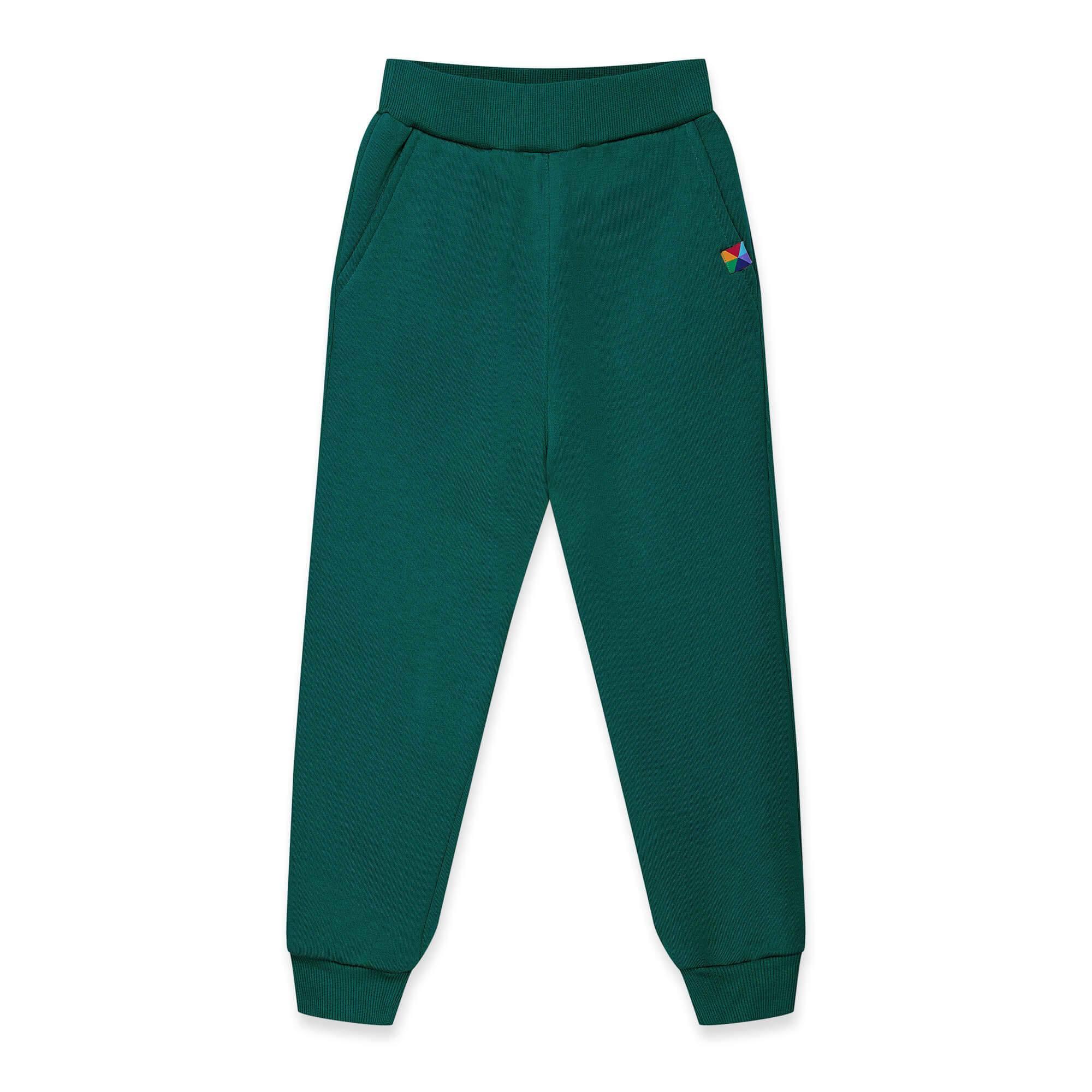 Bottle-green fleece-lined joggers kids