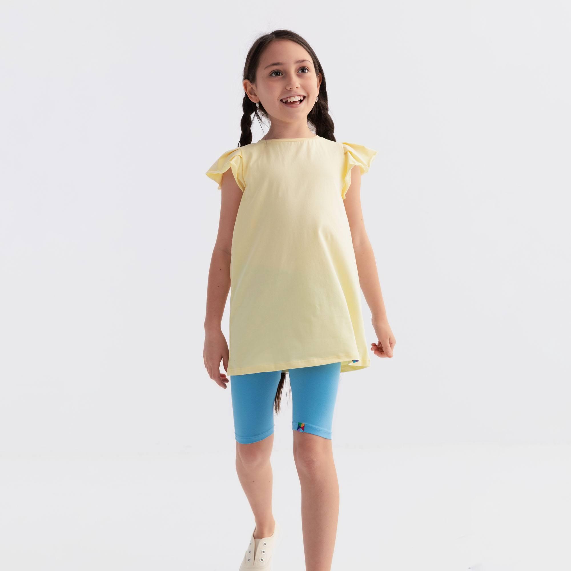 Light yellow short butterfly sleeve tunic