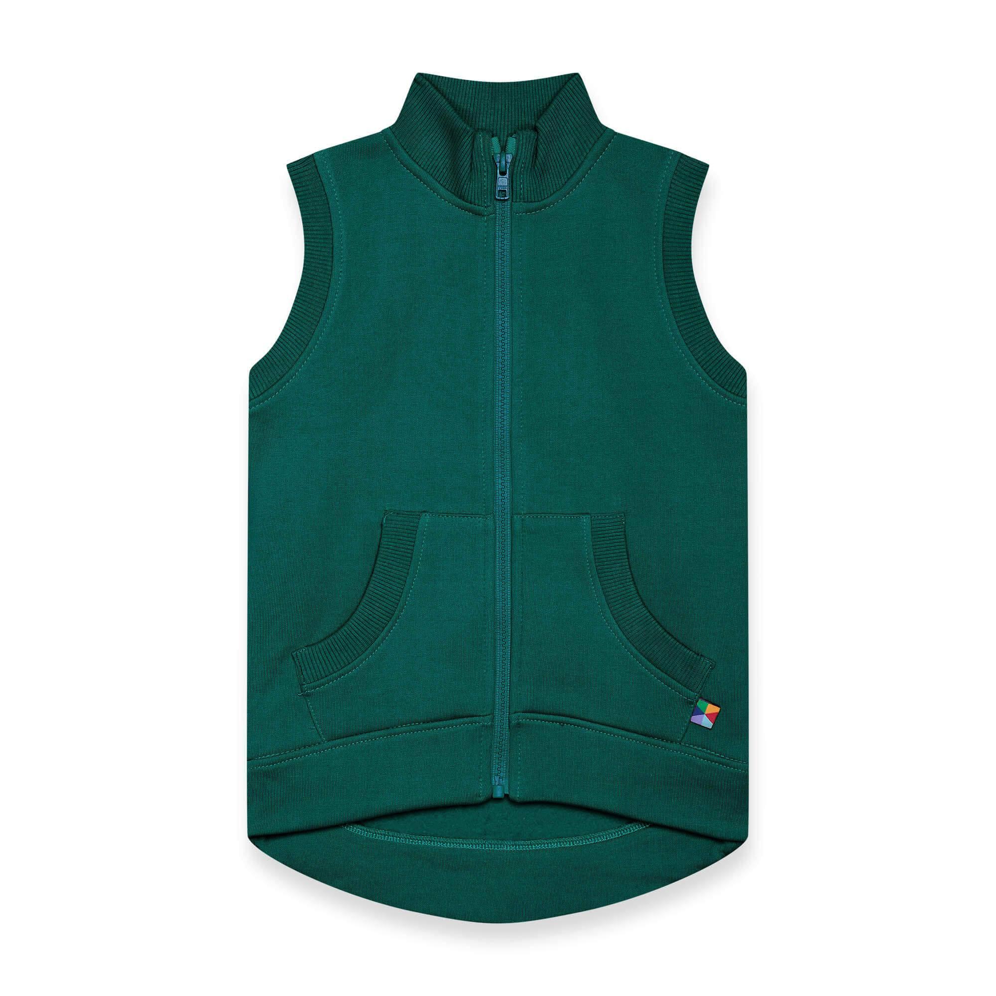 Bottle-green zip-up vest