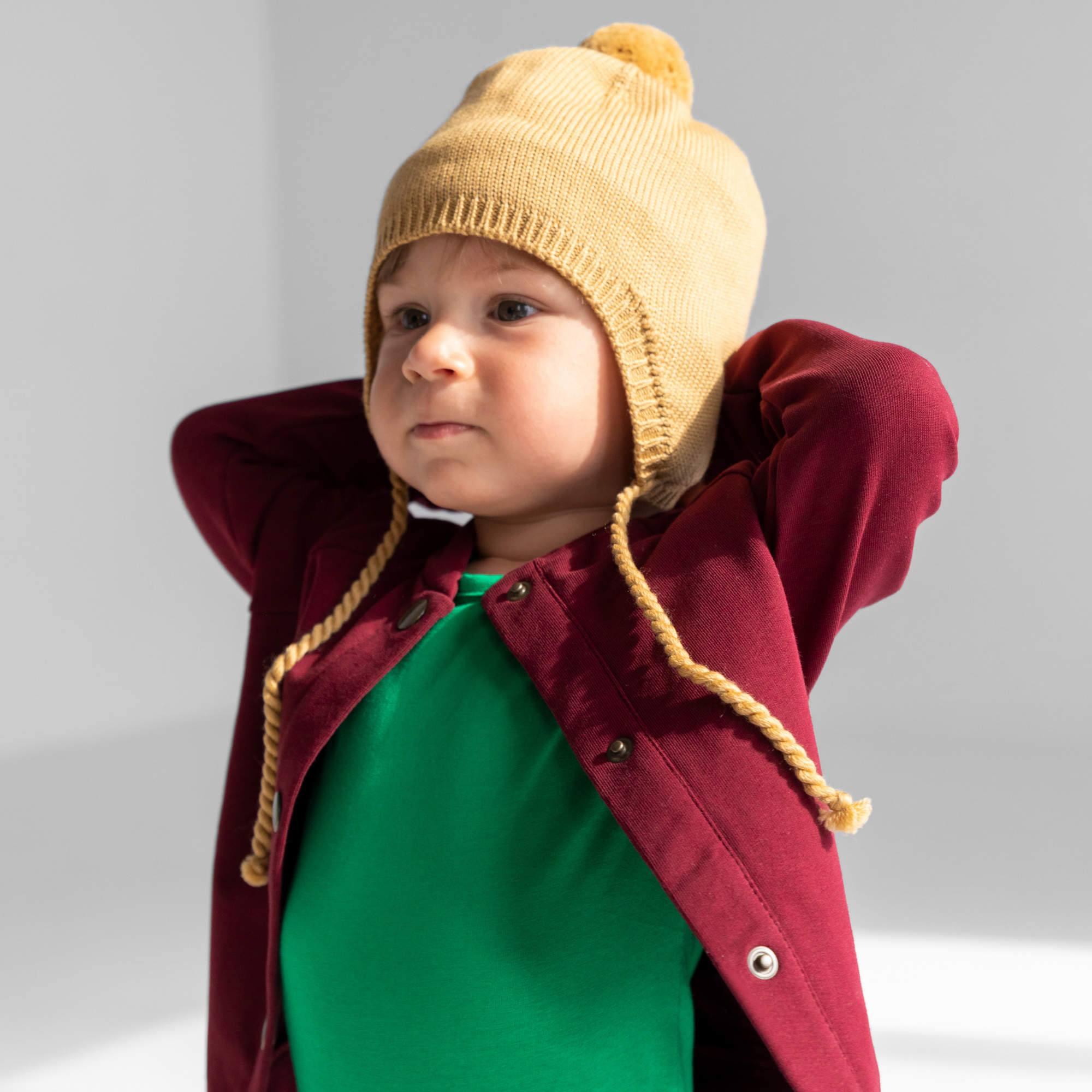 Mustard merino wool hat Baby