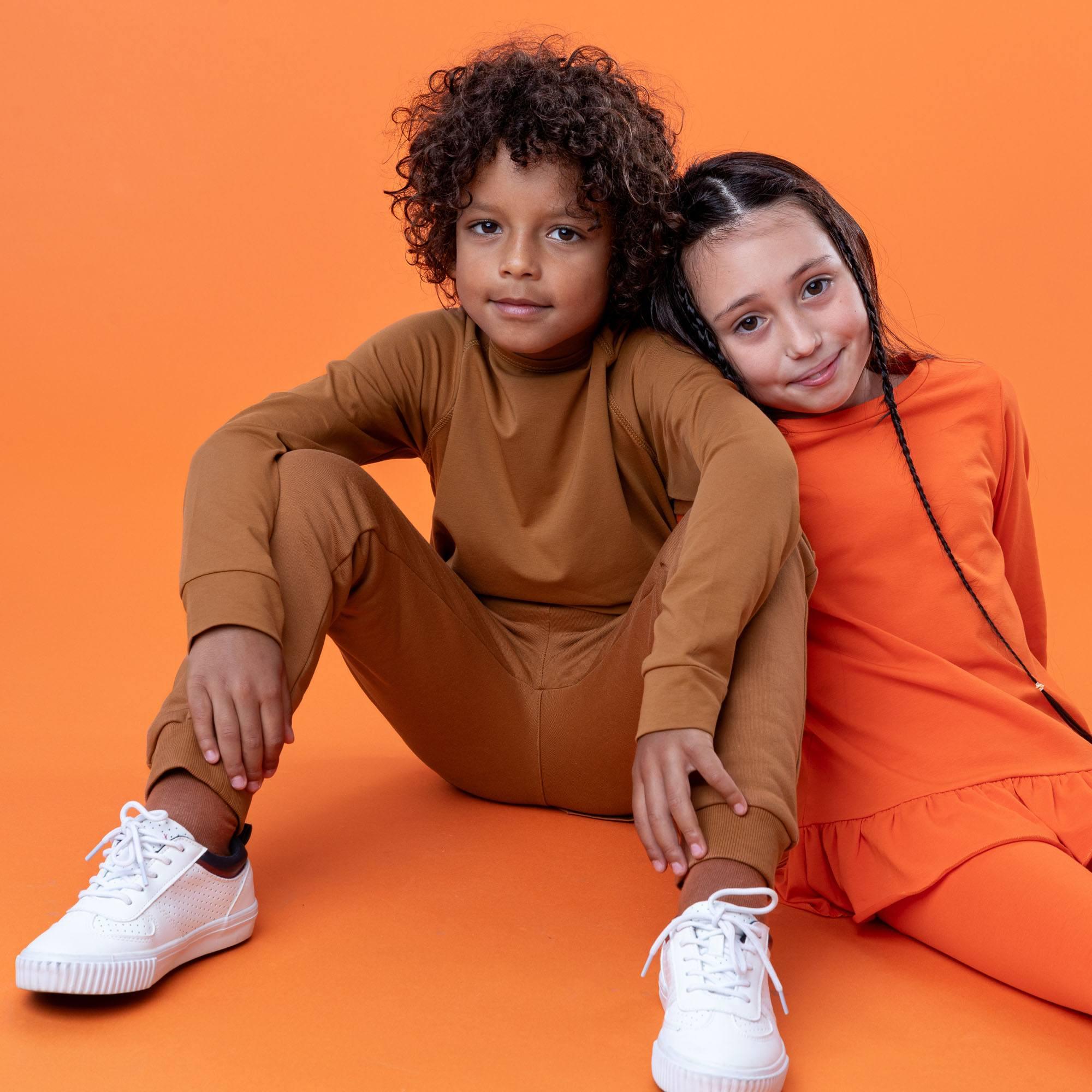 Caramel fleece-lined joggers kids