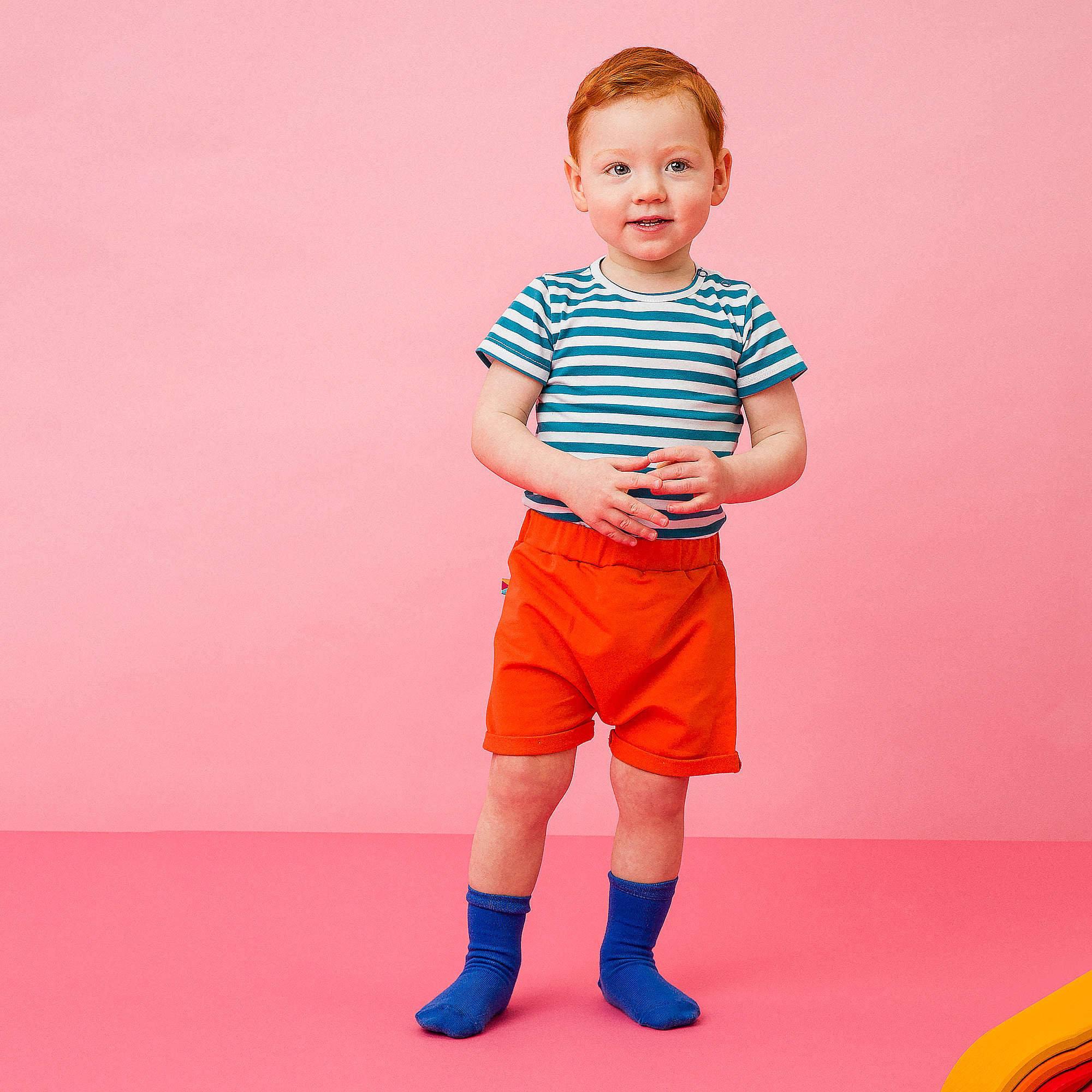 Turquoise stripes short sleeve bodysuit