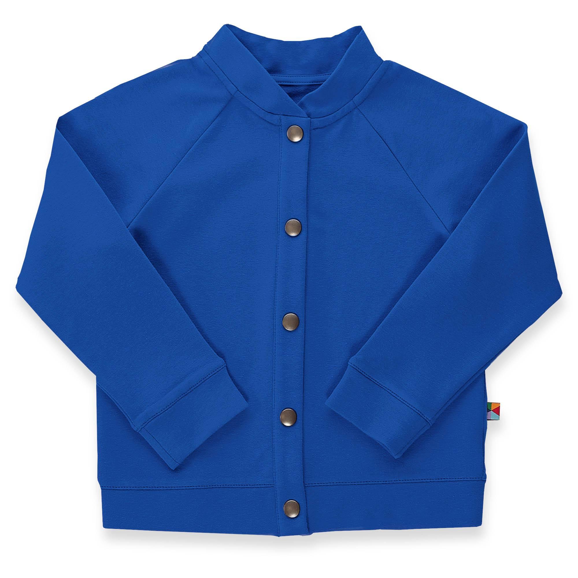 Blue button-up bomber jacket