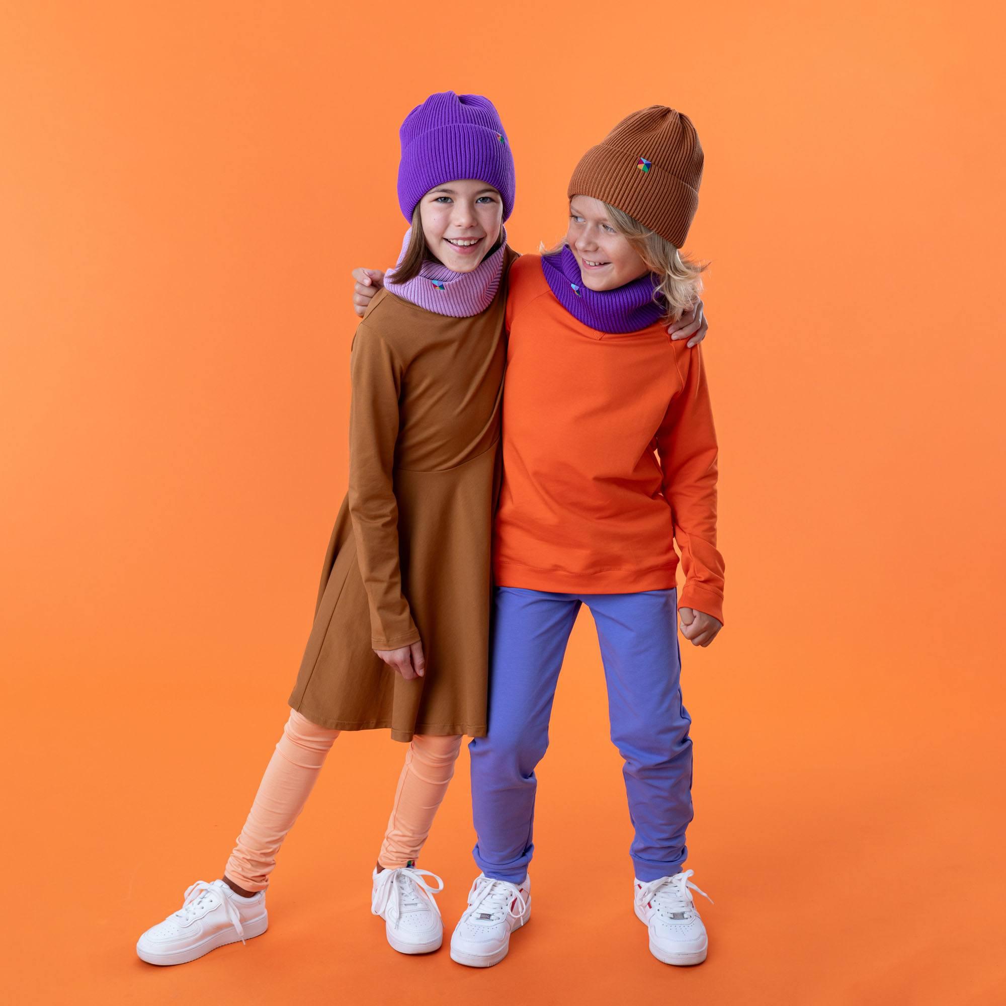 Violet merino wool hat kids