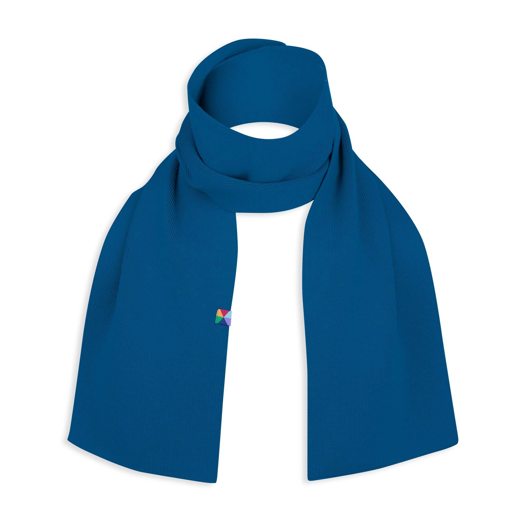 Blue fine knit merino wool scarf kids