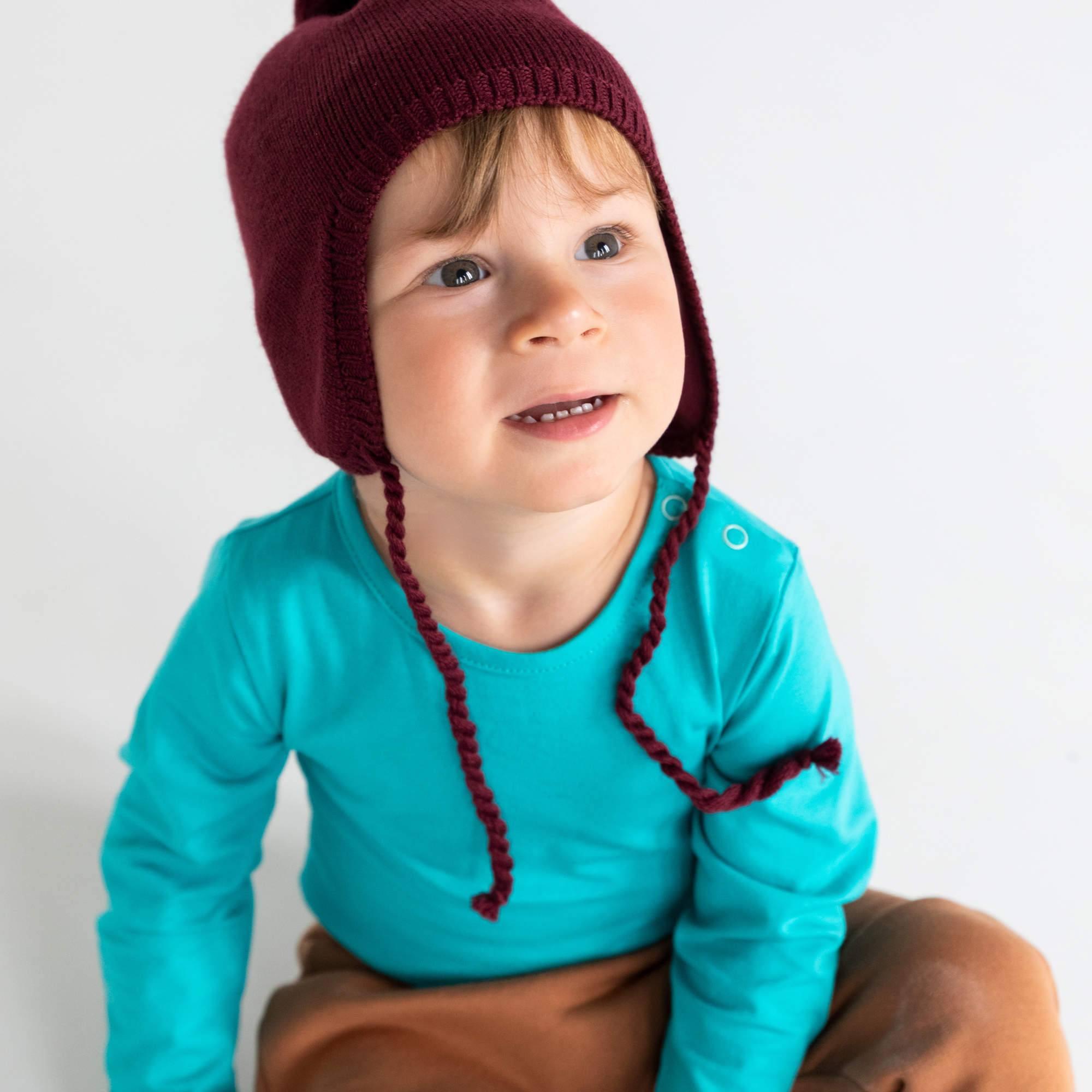 Burgundy merino wool hat Baby