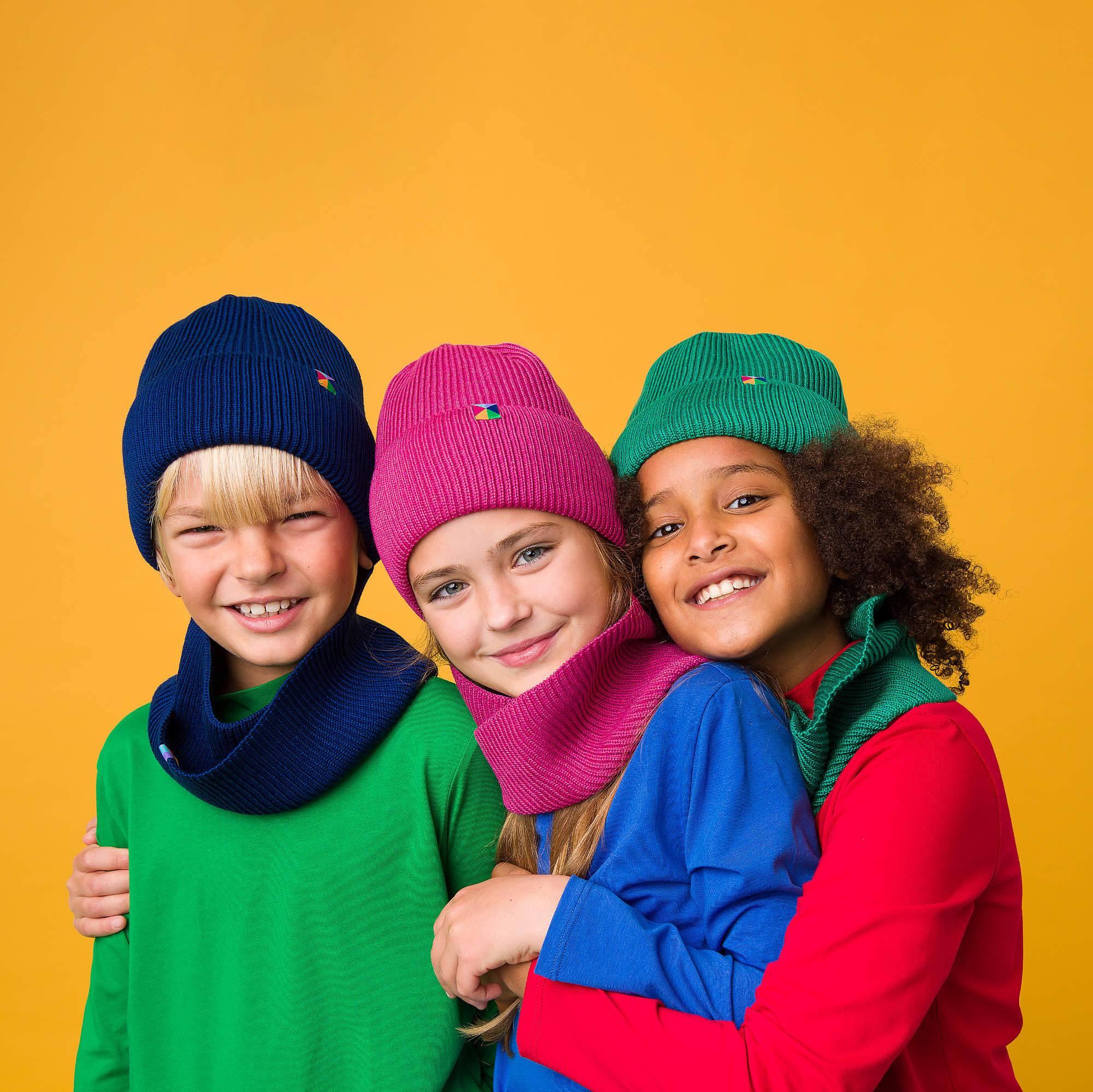 Navy blue merino wool hat kids