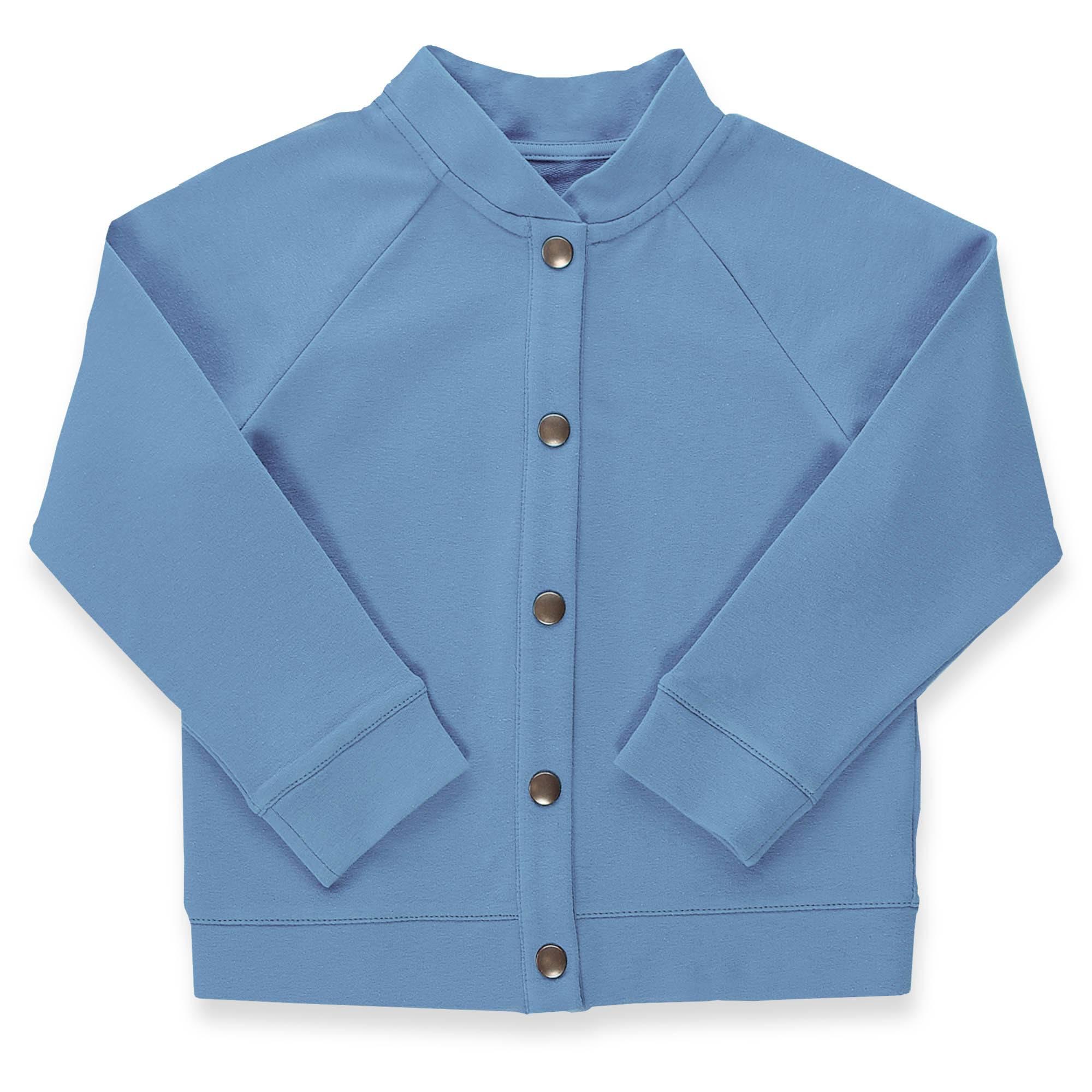 Sky blue button-up bomber jacket