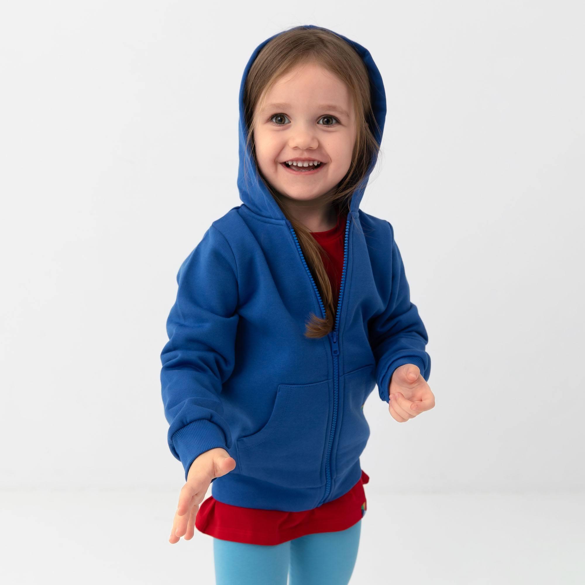 Blue zip-up fleece jacket