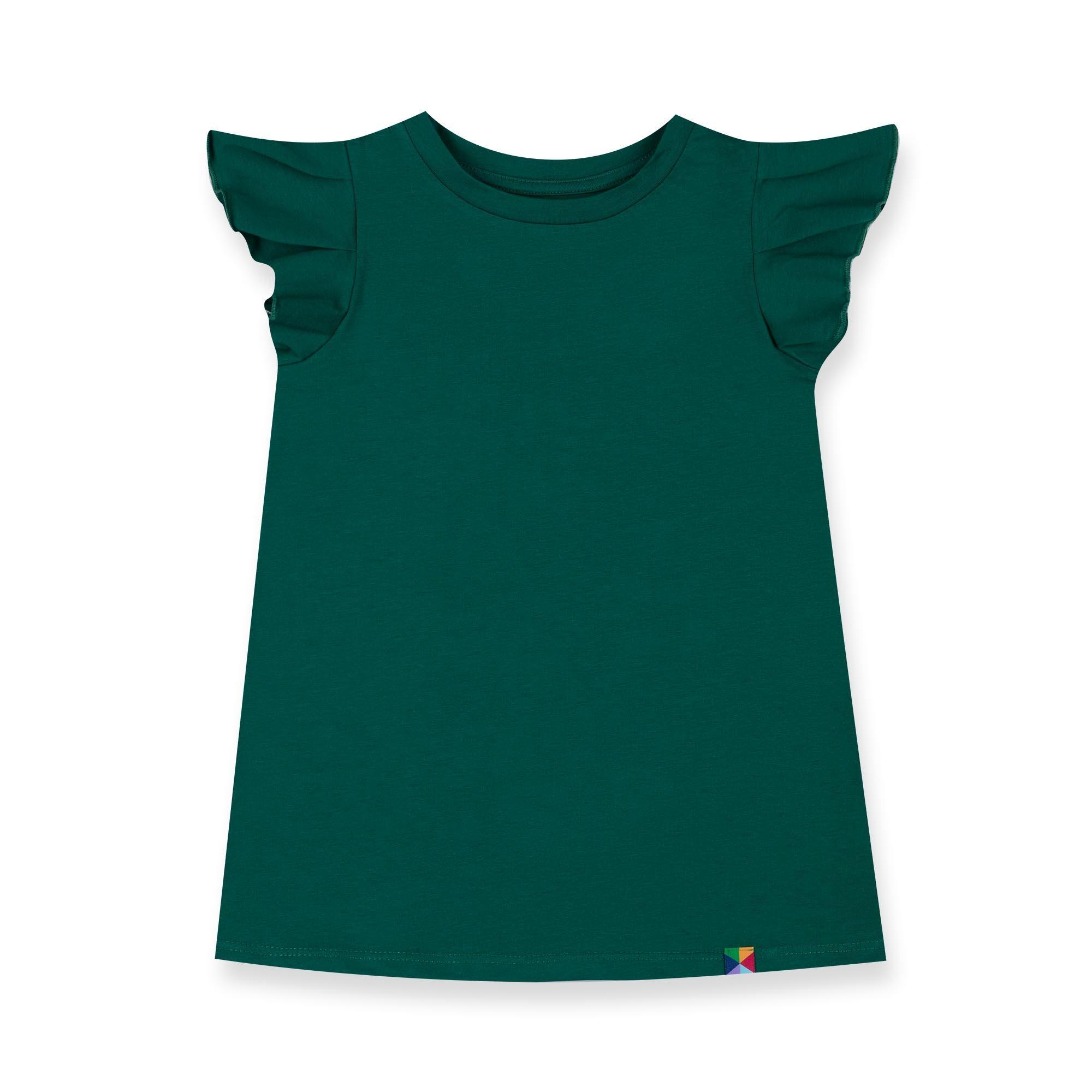 Bottle-green short butterfly sleeve tunic