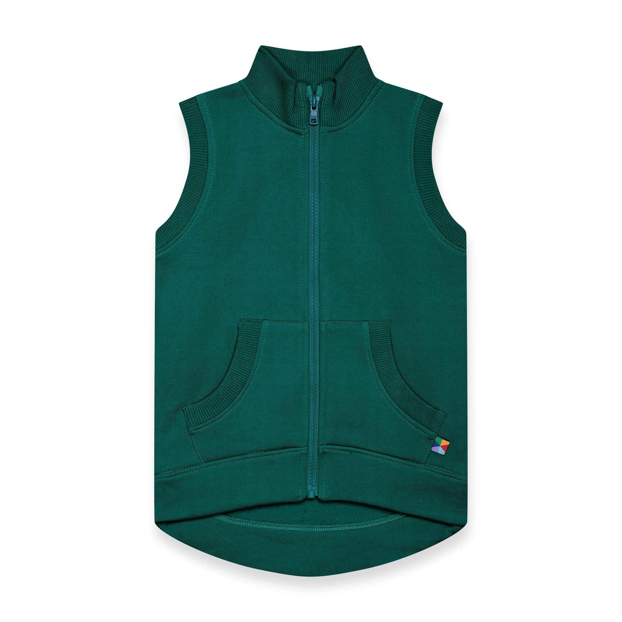 Bottle-green zip-up vest Junior