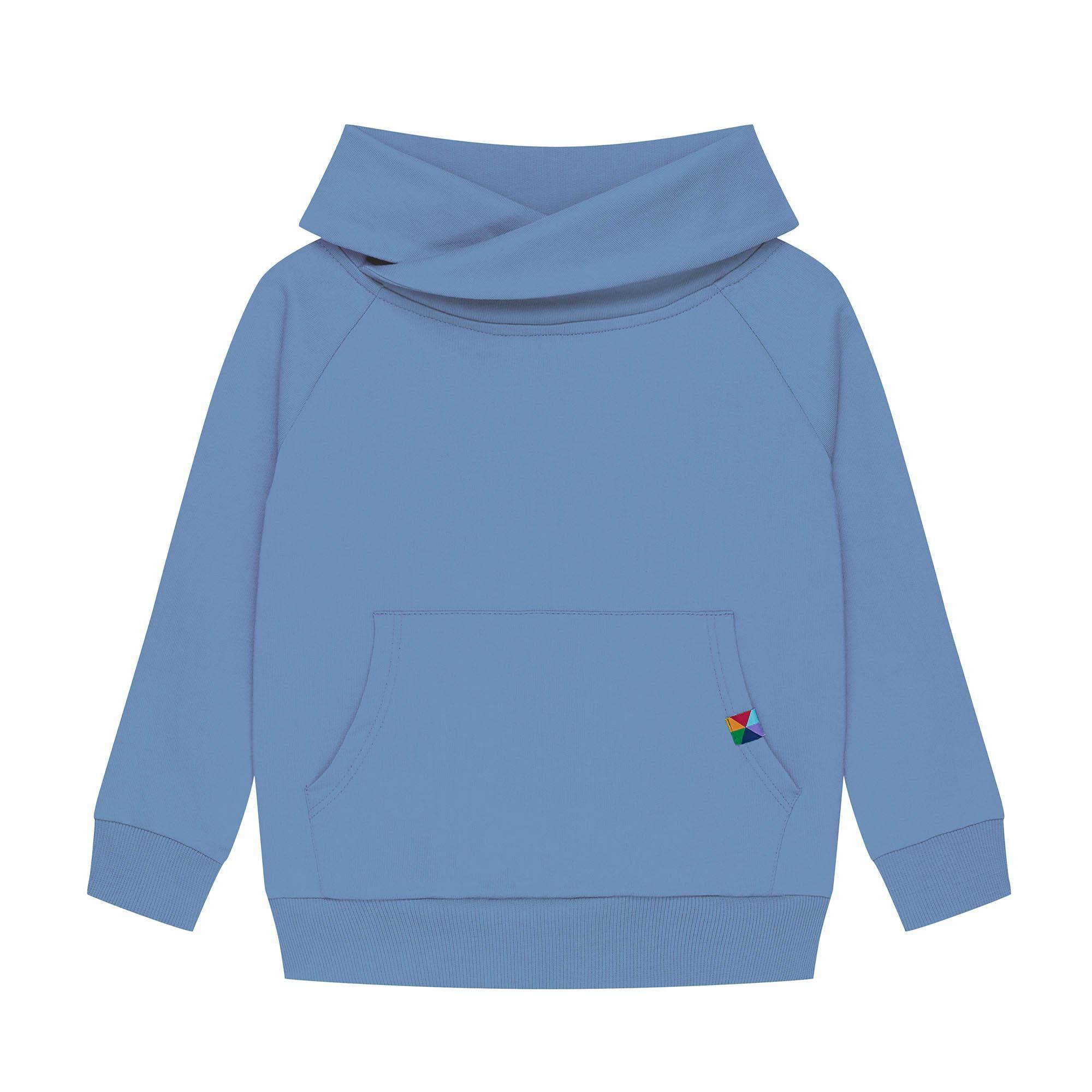 Sky blue funnel neck pullover sweatshirt