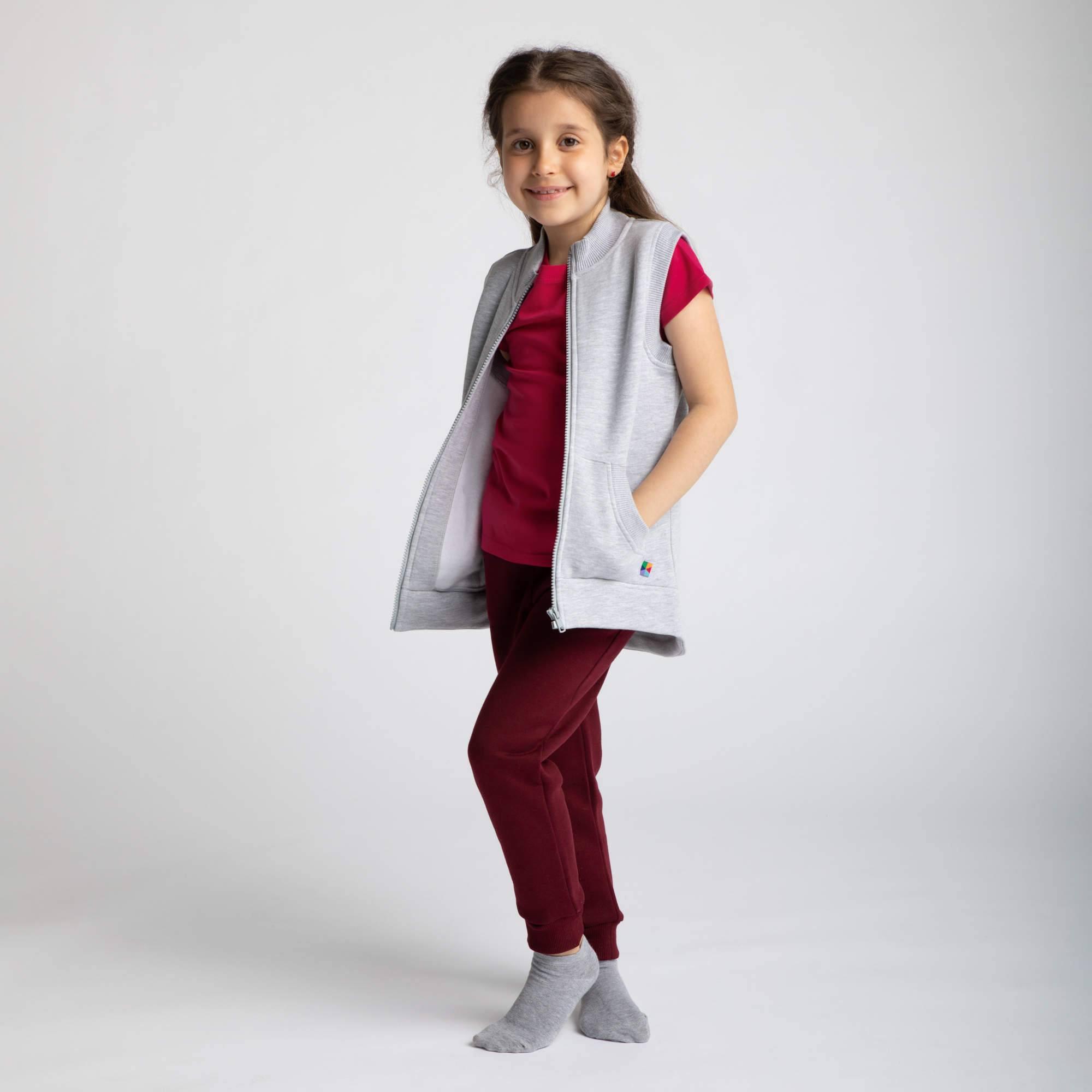 Grey melange zip-up vest