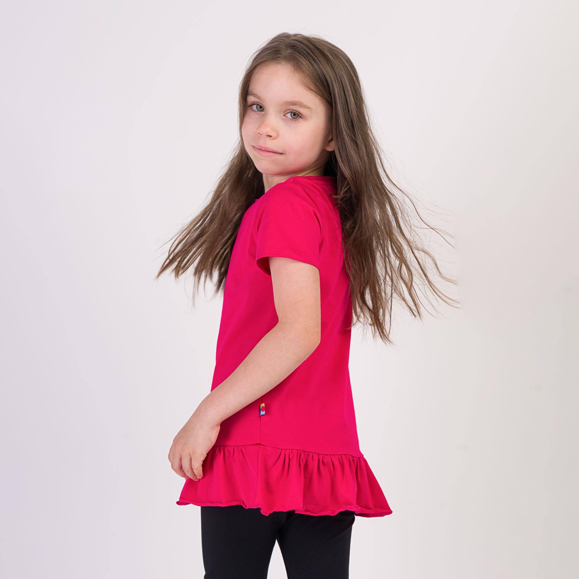 Pink ruffle short sleeve blouse