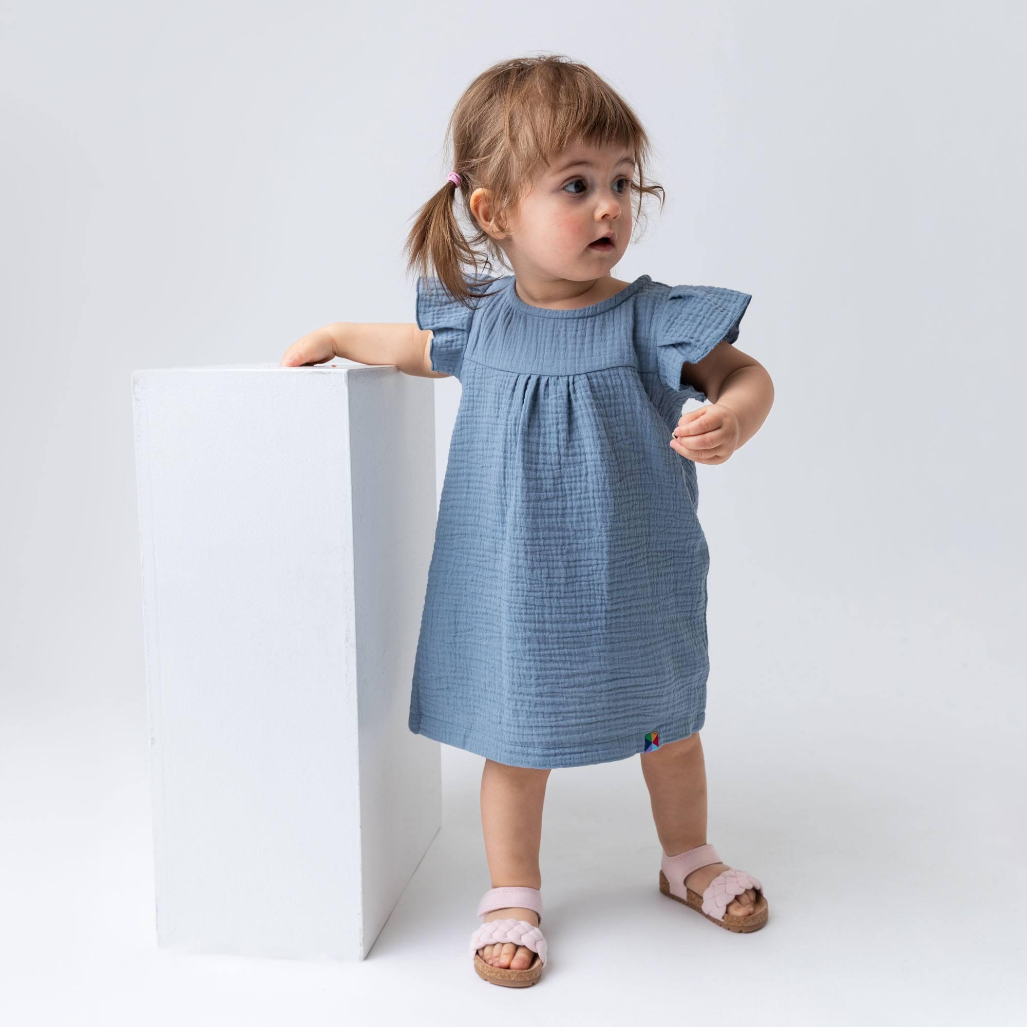 Sky blue muslin dress Baby