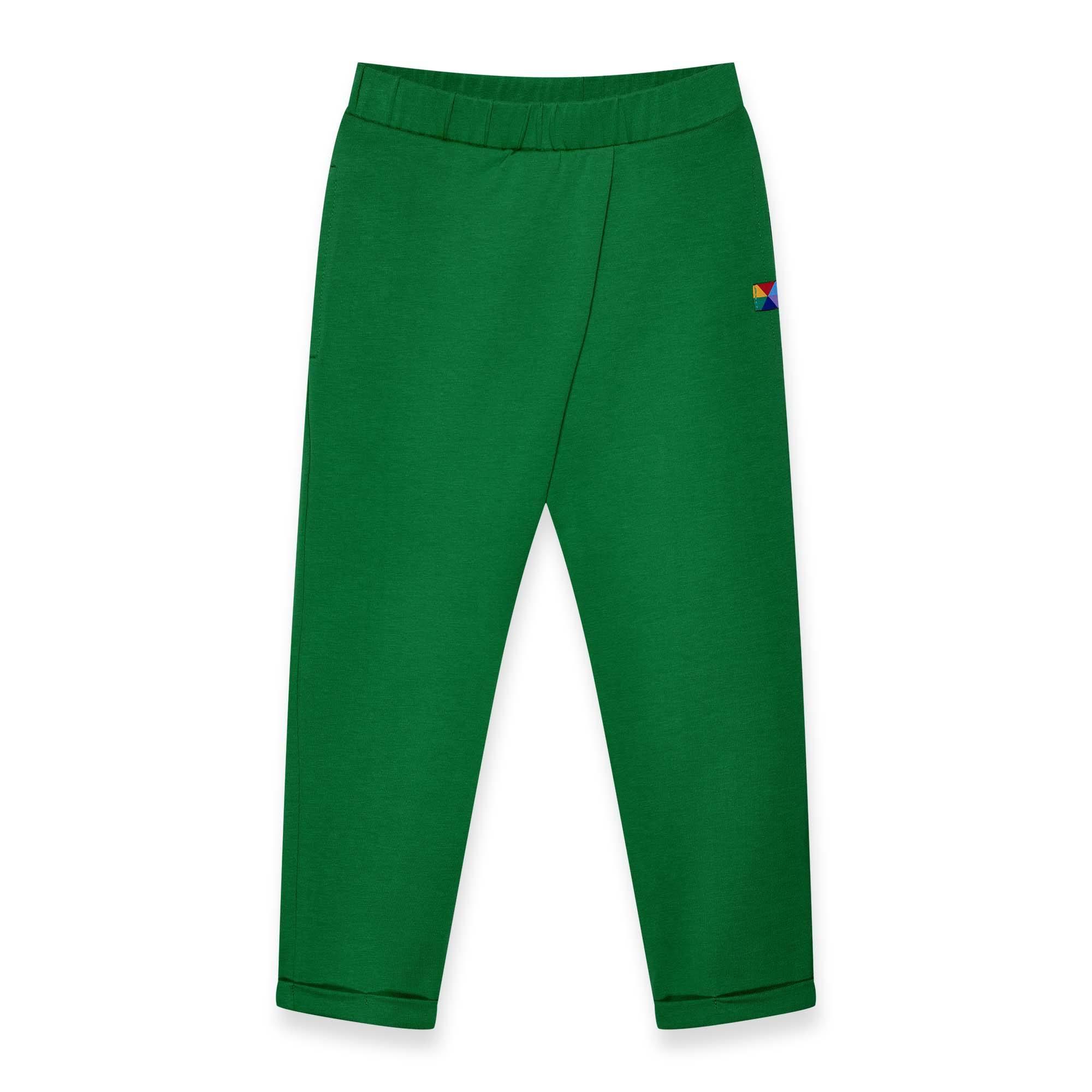 Green pants with a pleat