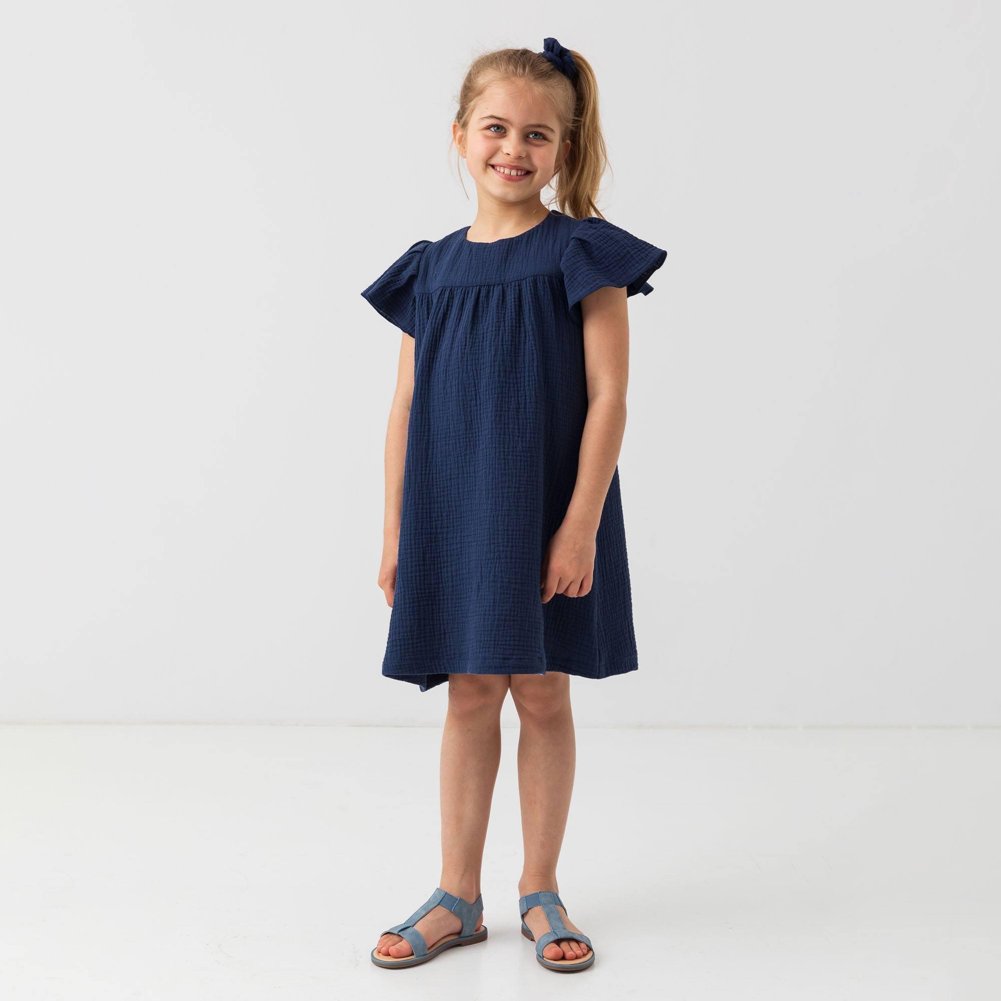 Navy blue muslin dress