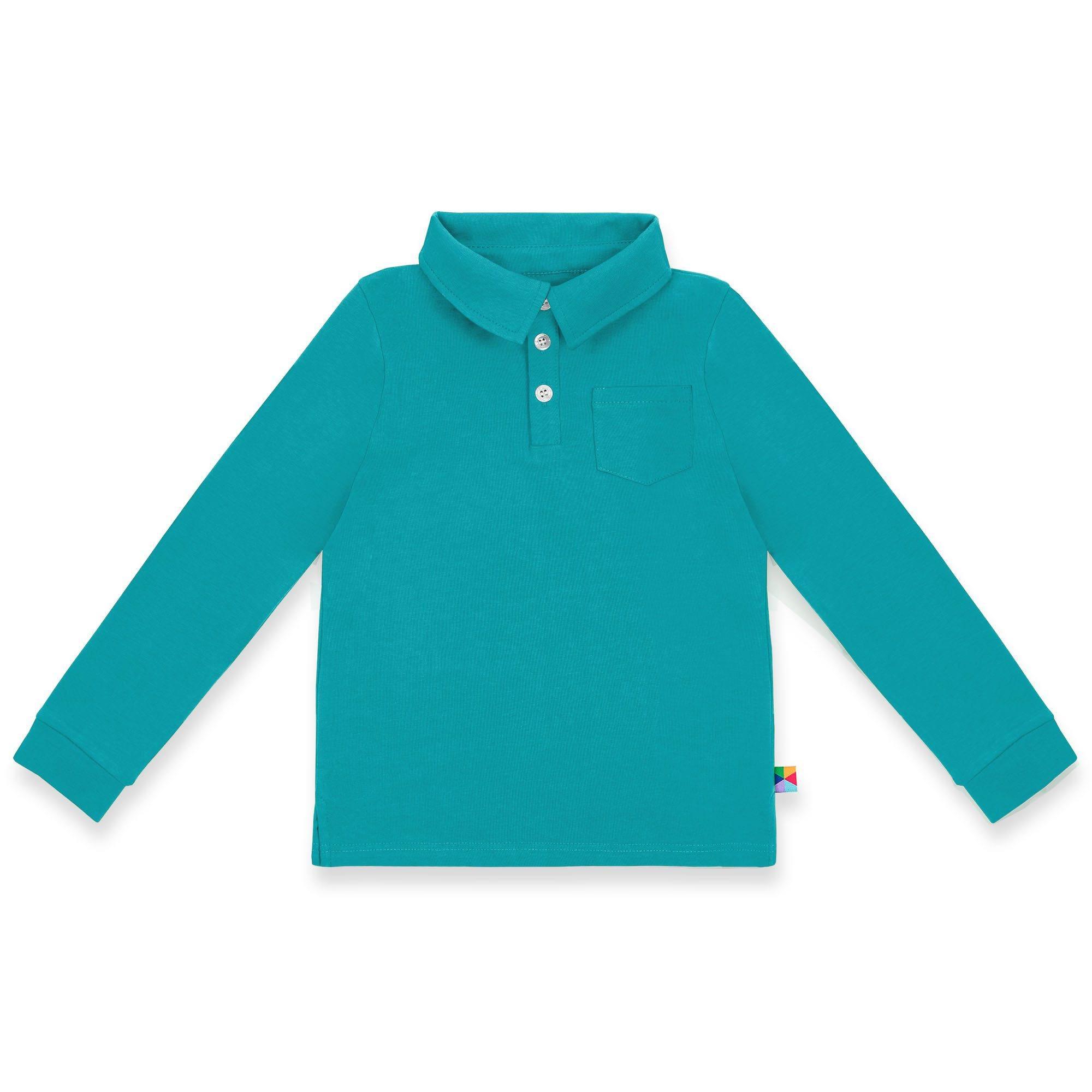 Turquoise long sleeve polo shirt