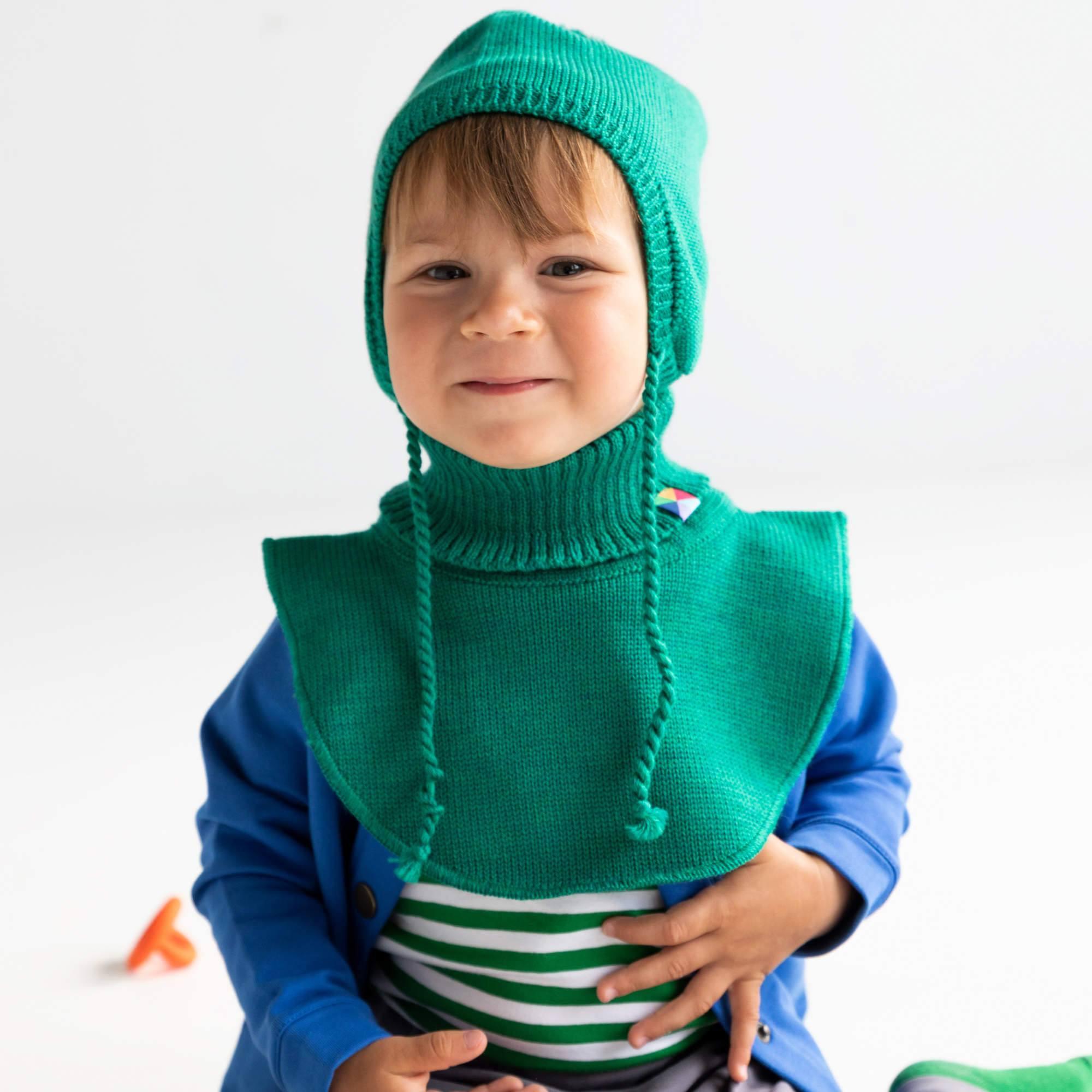 Green merino wool hat Baby