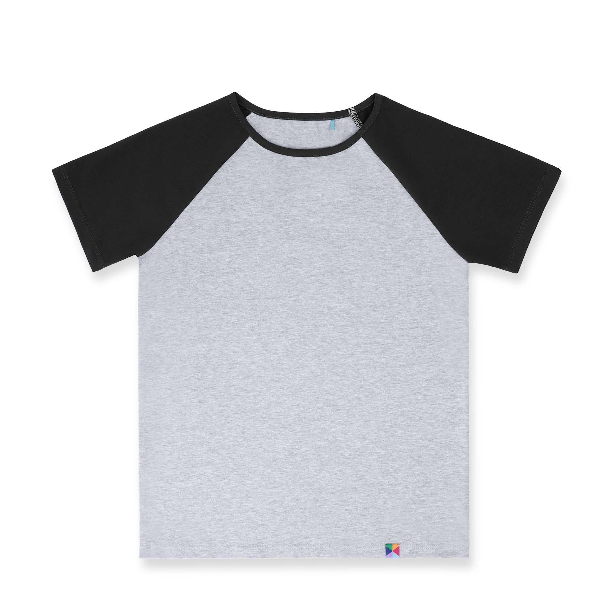 Grey - black short sleeve baseball shirt Junior