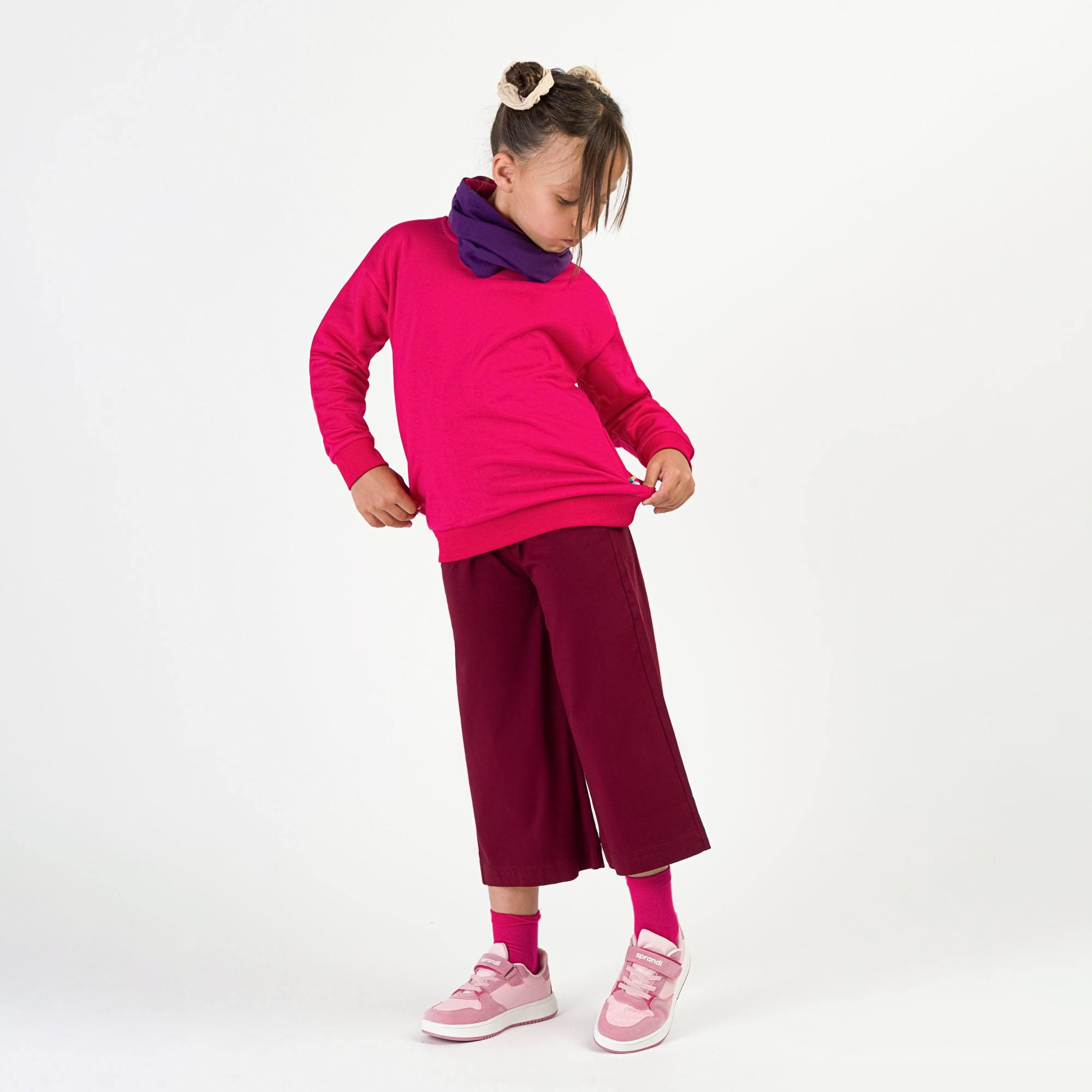 Pink fleece-lined sweatshirt