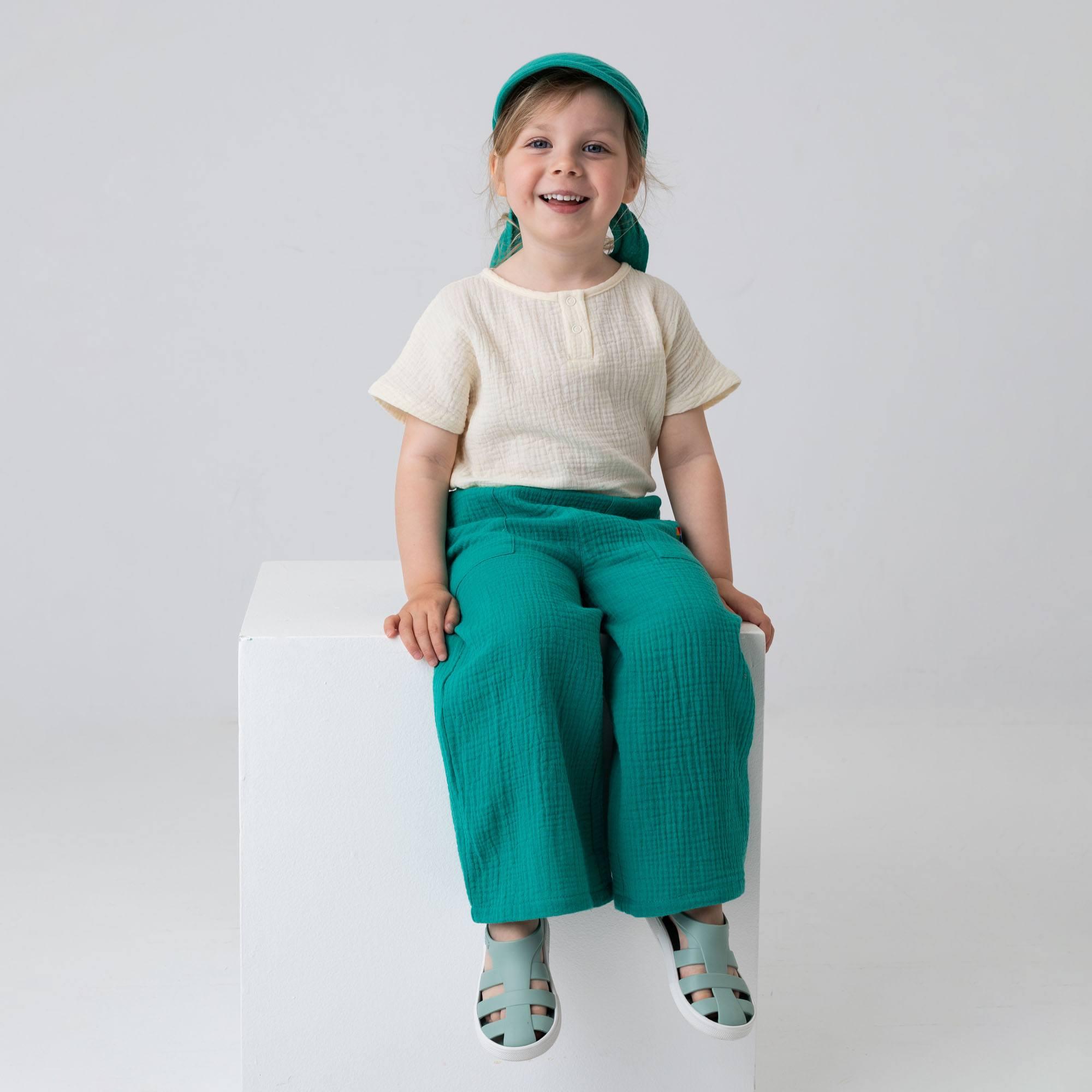 Turquoise muslin pants