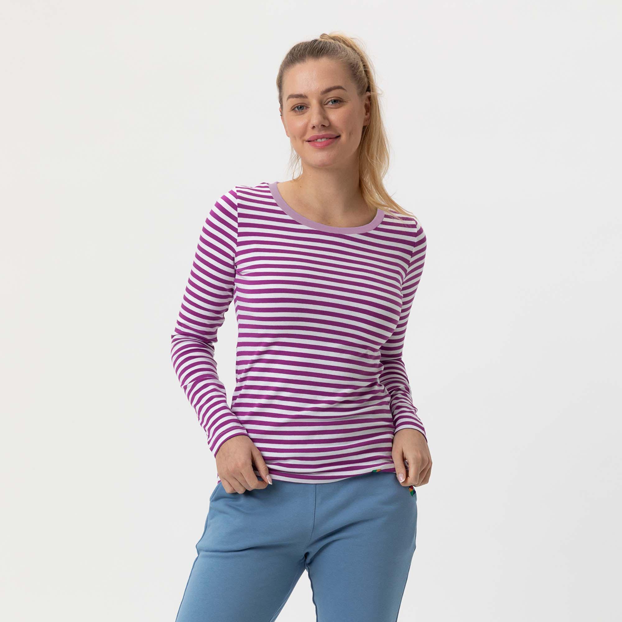 Violet stripes striped long sleeve shirt Women