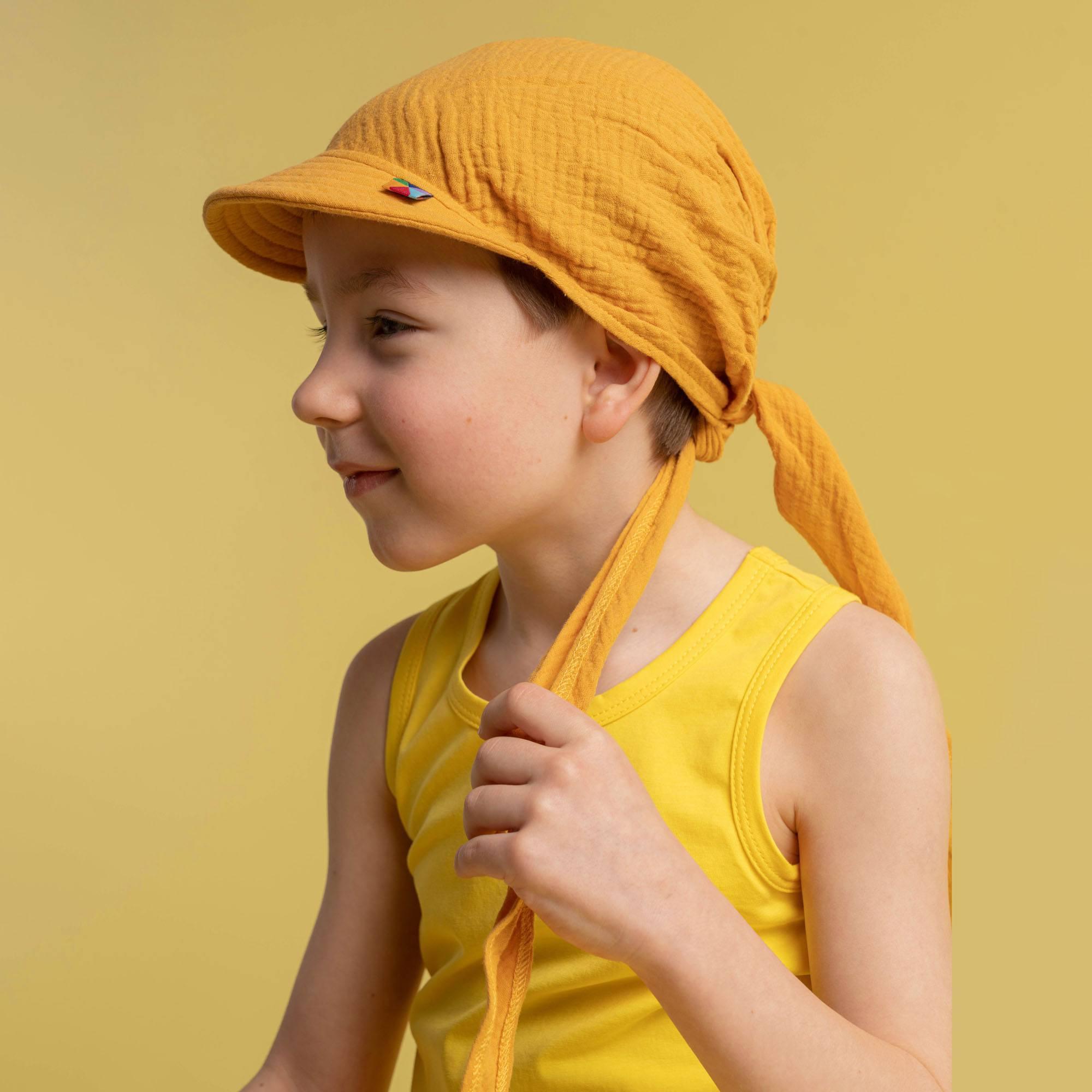 Mustard muslin bandana hat