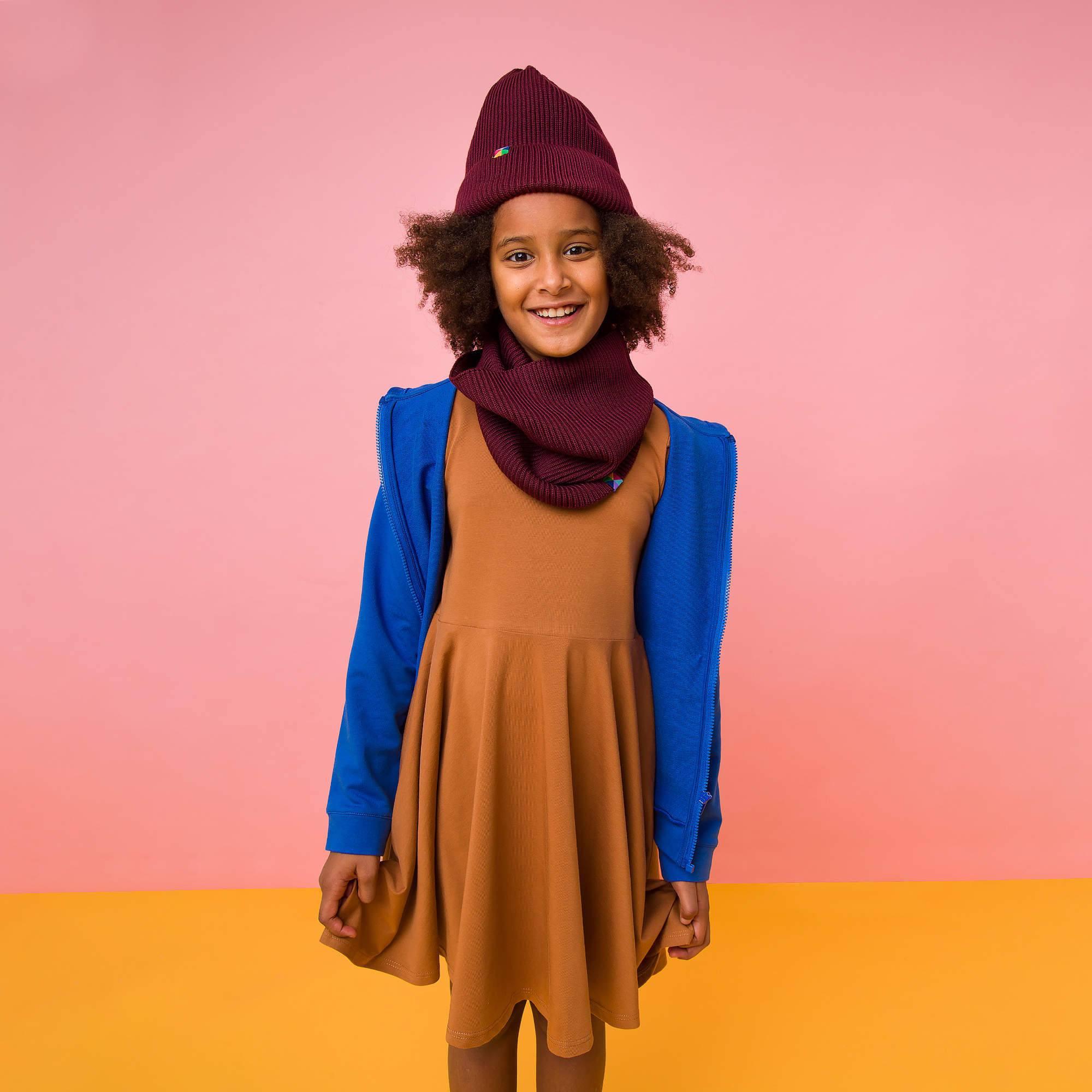 Burgundy merino wool hat kids