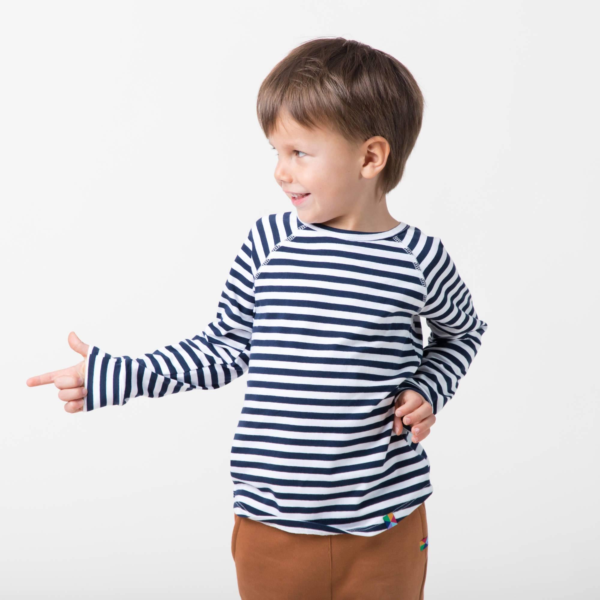 Navy blue stripes long sleeve shirt