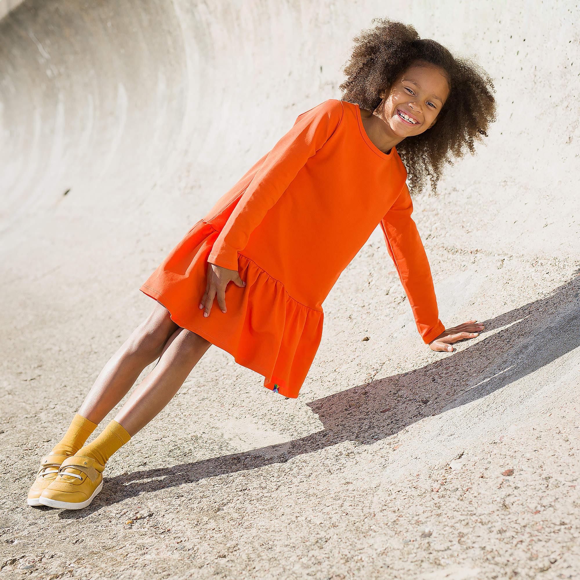 Orange flared sweatshirt dress