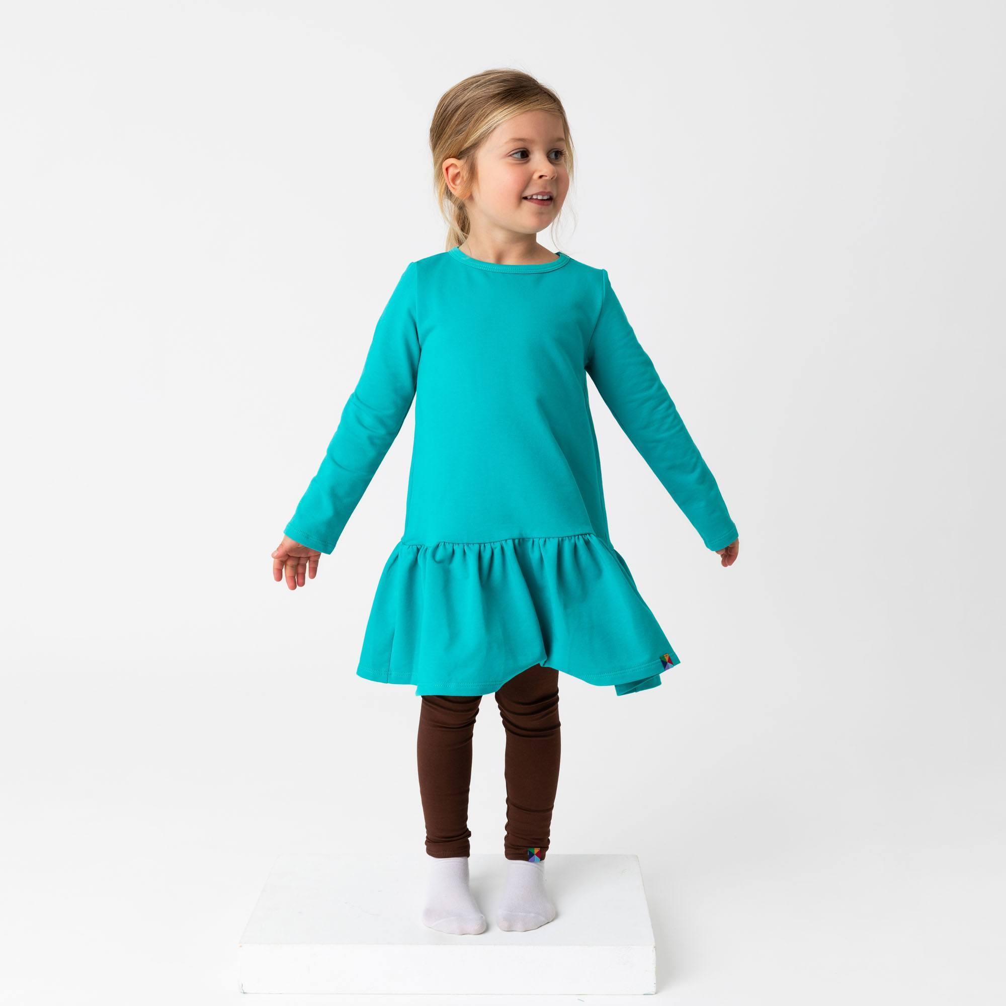 Turquoise flared sweatshirt dress