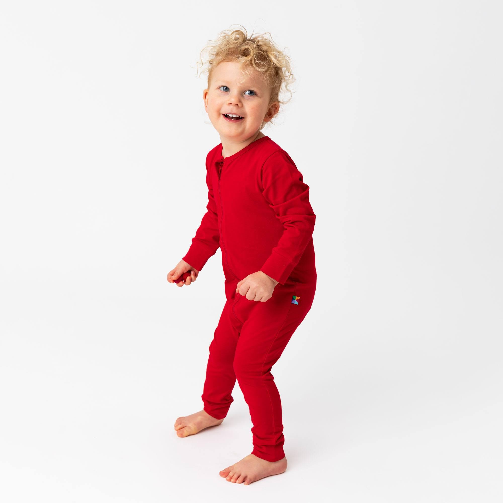 Red romper suit