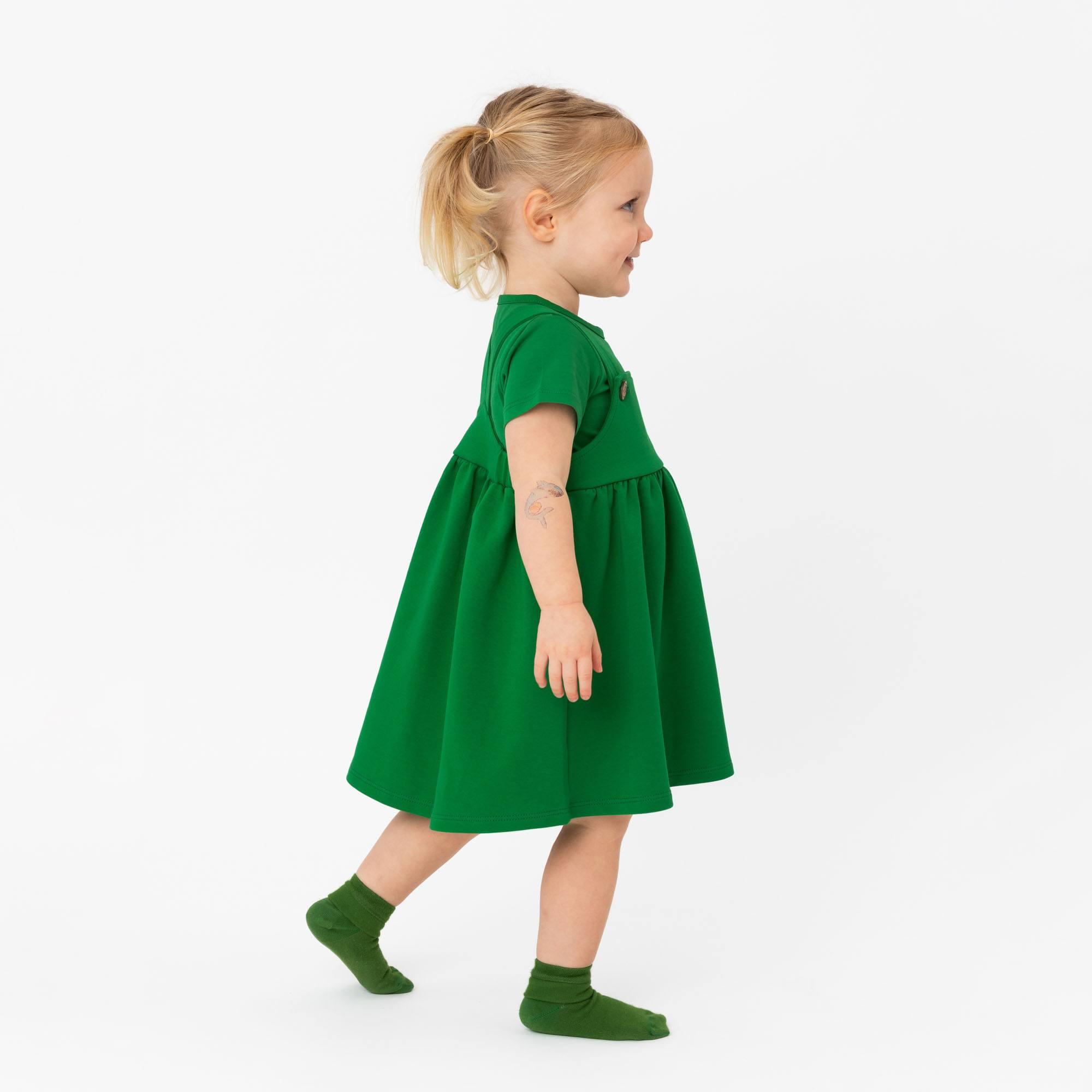 Green dungaree dress