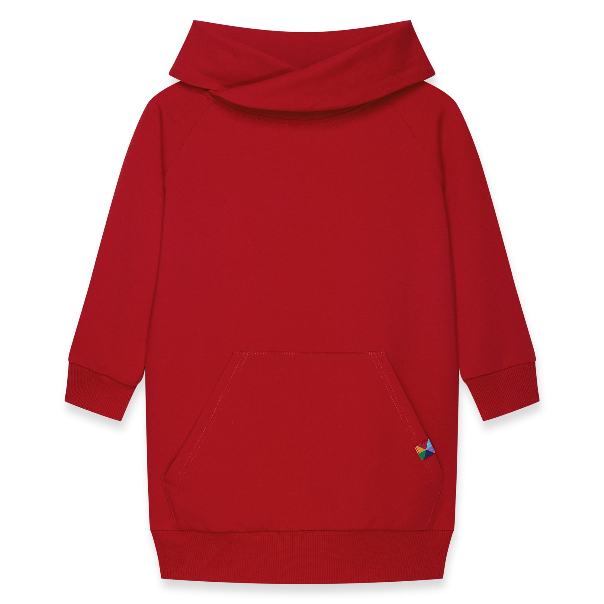 Red long funnel neck pullover sweatshirt