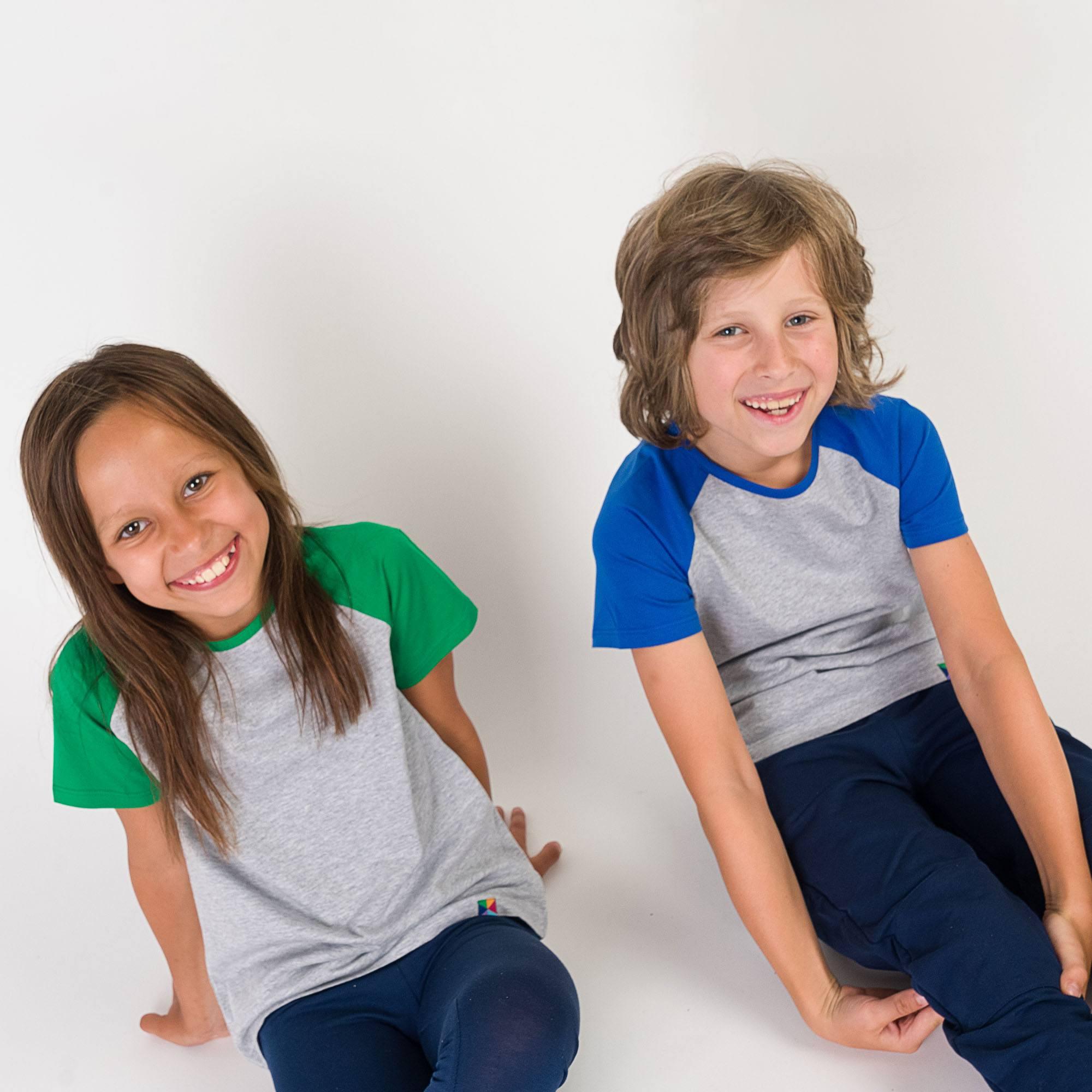 Grey - green short sleeve baseball shirt