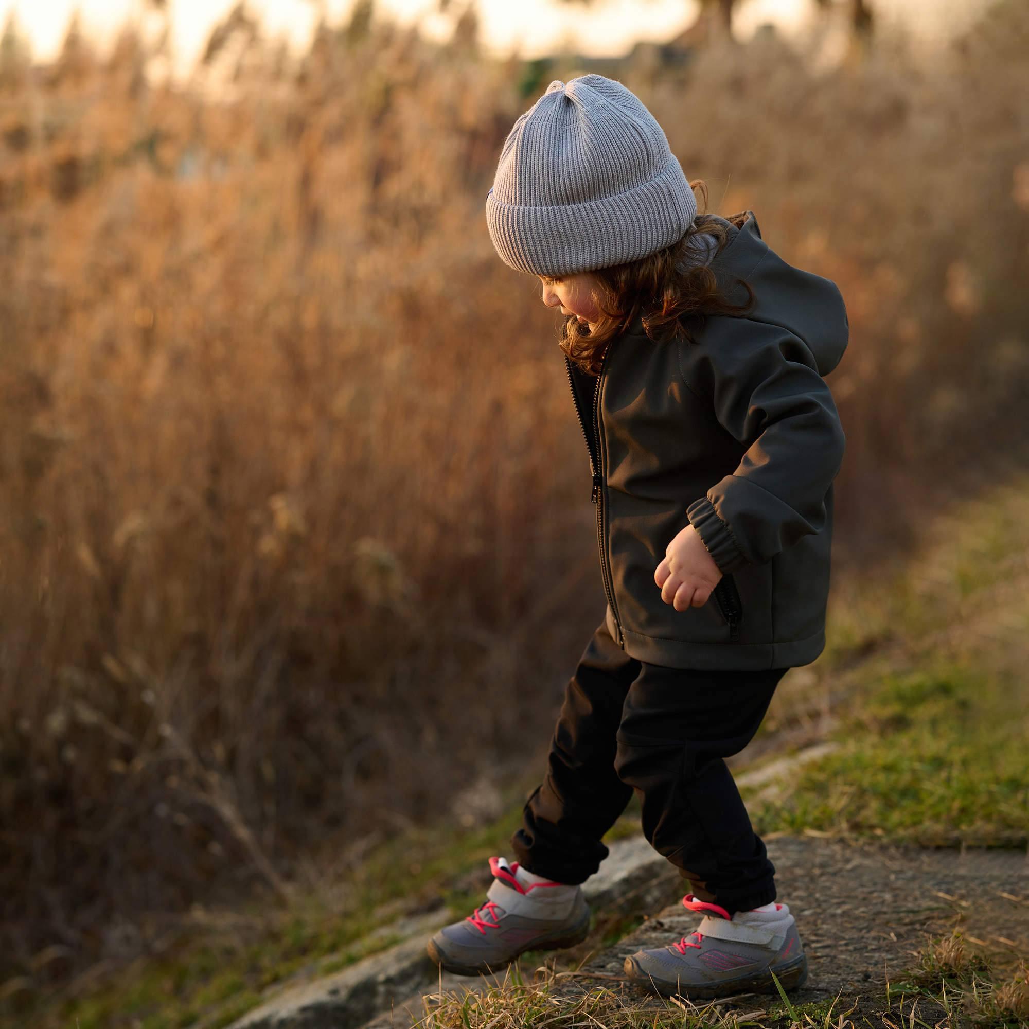 Grey melange merino wool hat kids