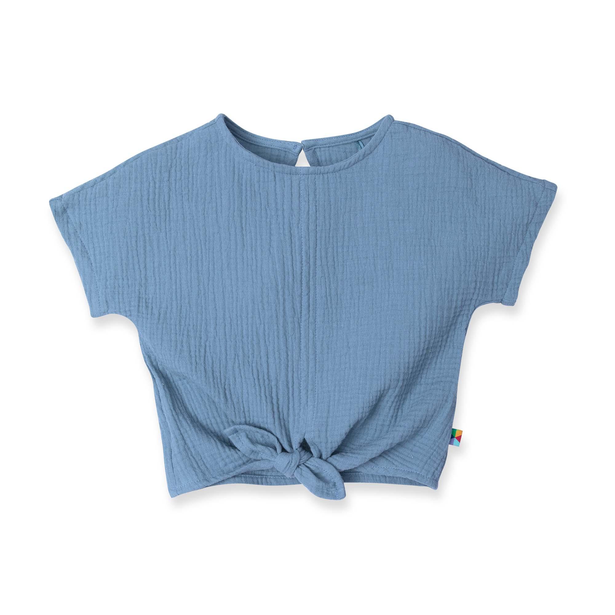 Sky blue muslin tied blouse