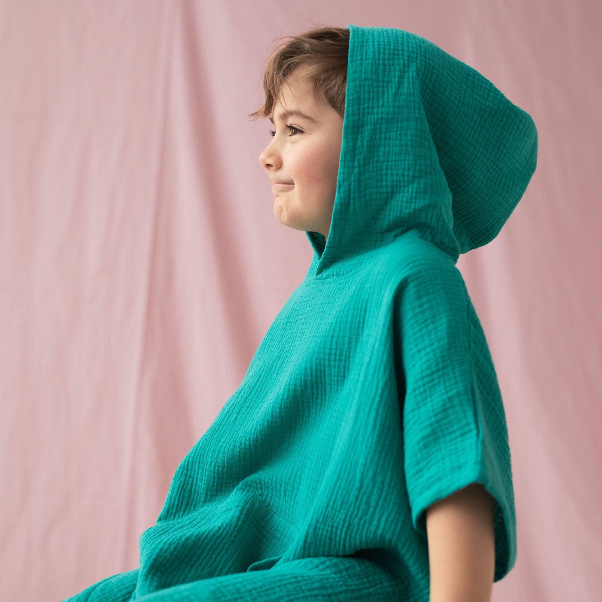 Turquoise muslin poncho