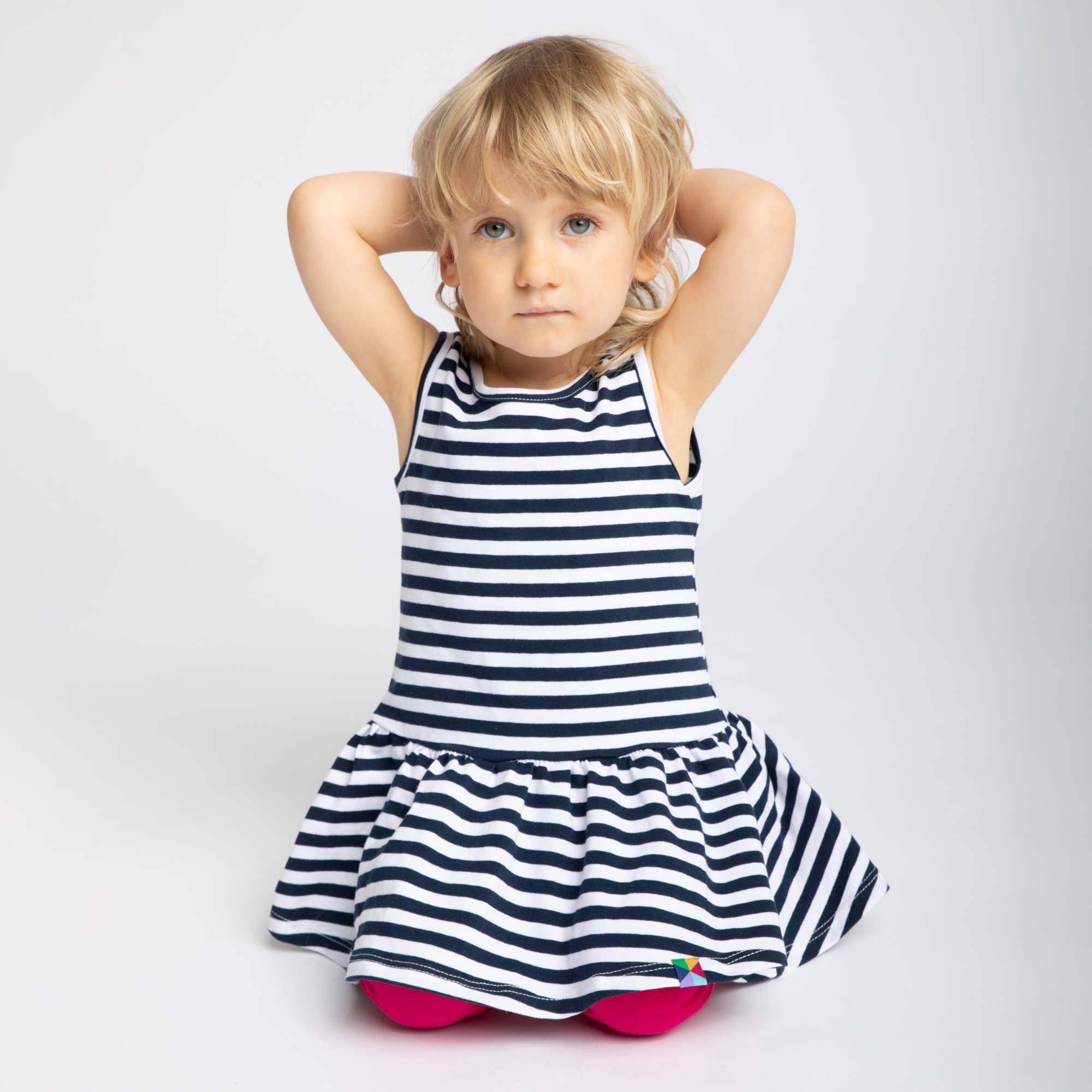 Navy blue stripes sleeveless dress