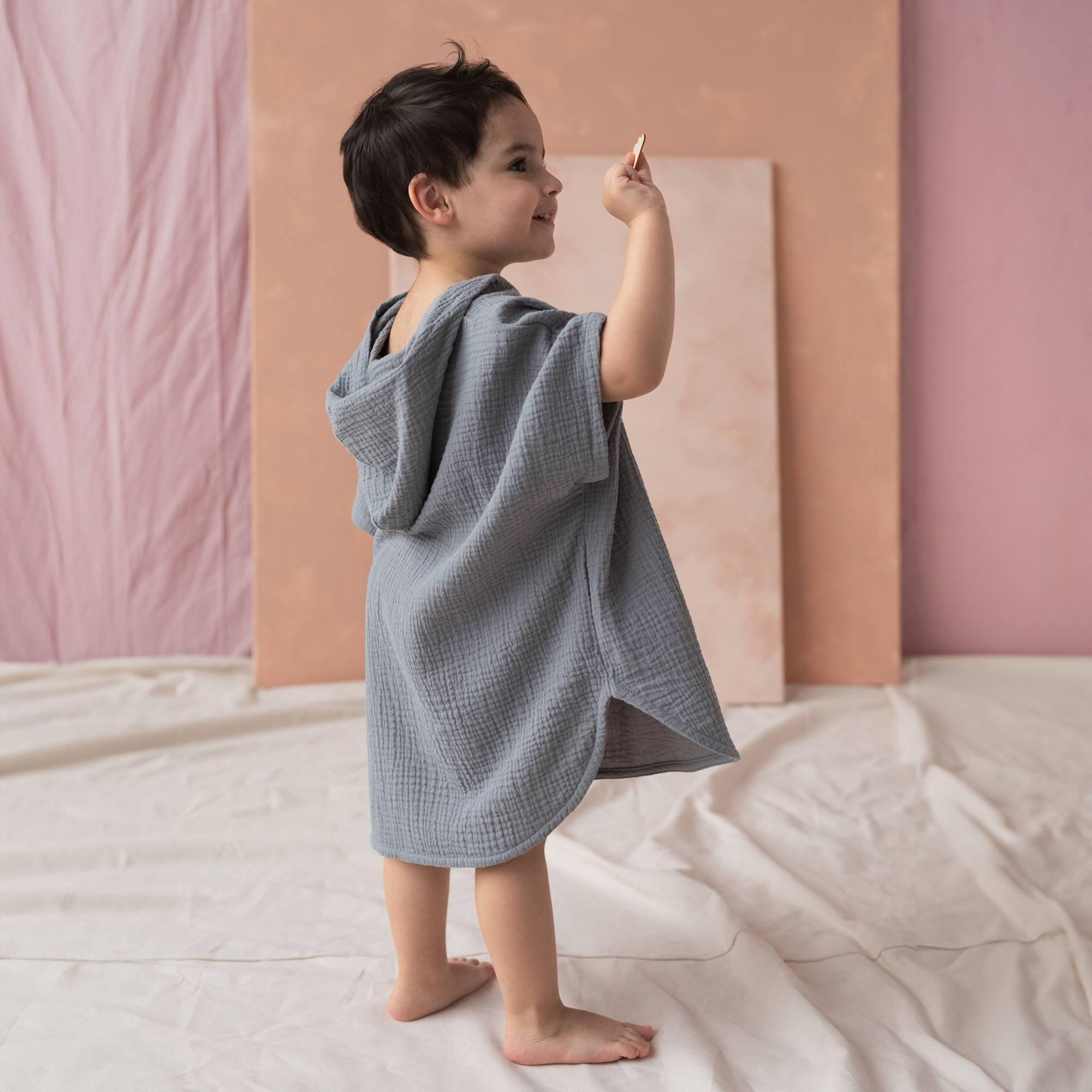 Grey muslin poncho