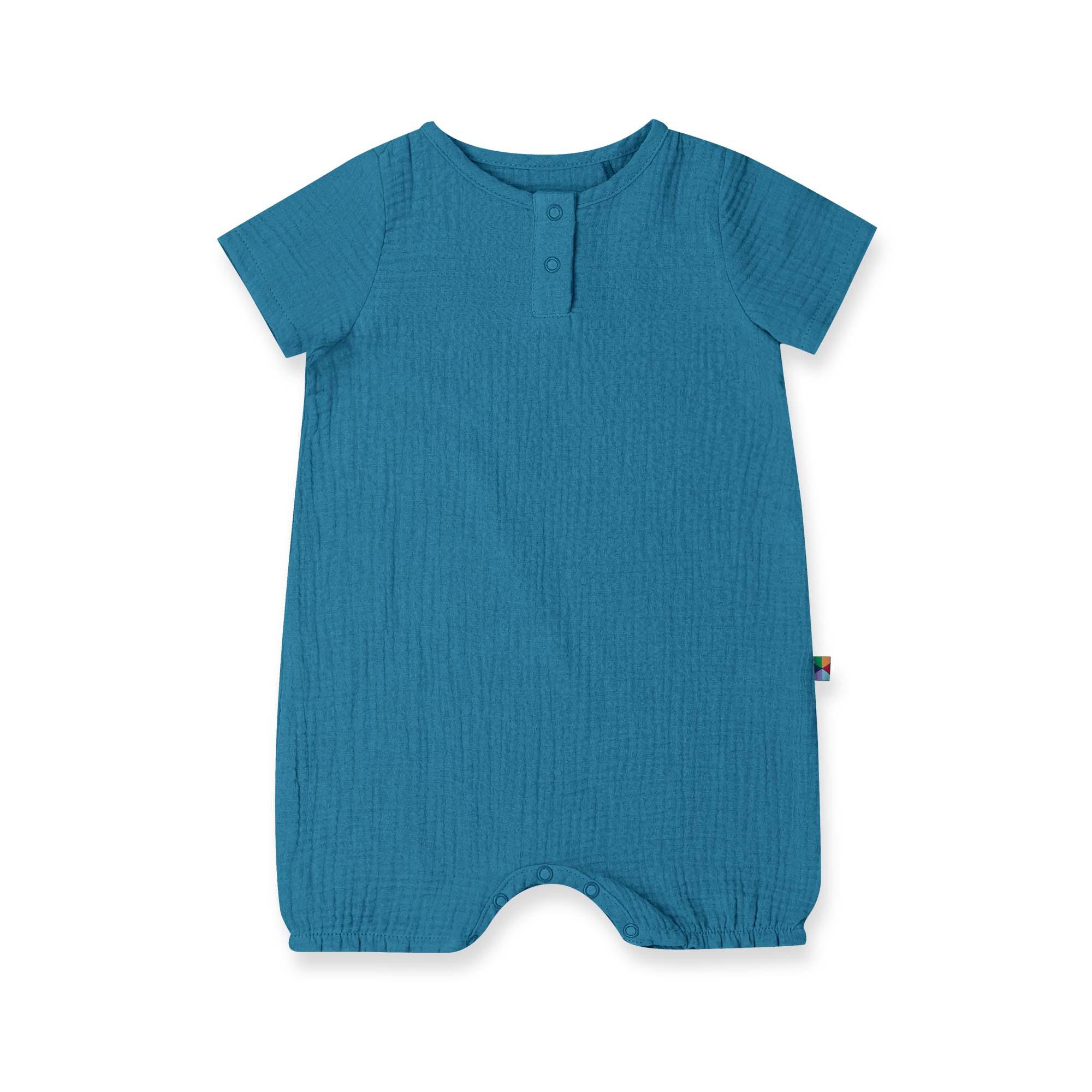 Blue muslin romper Baby