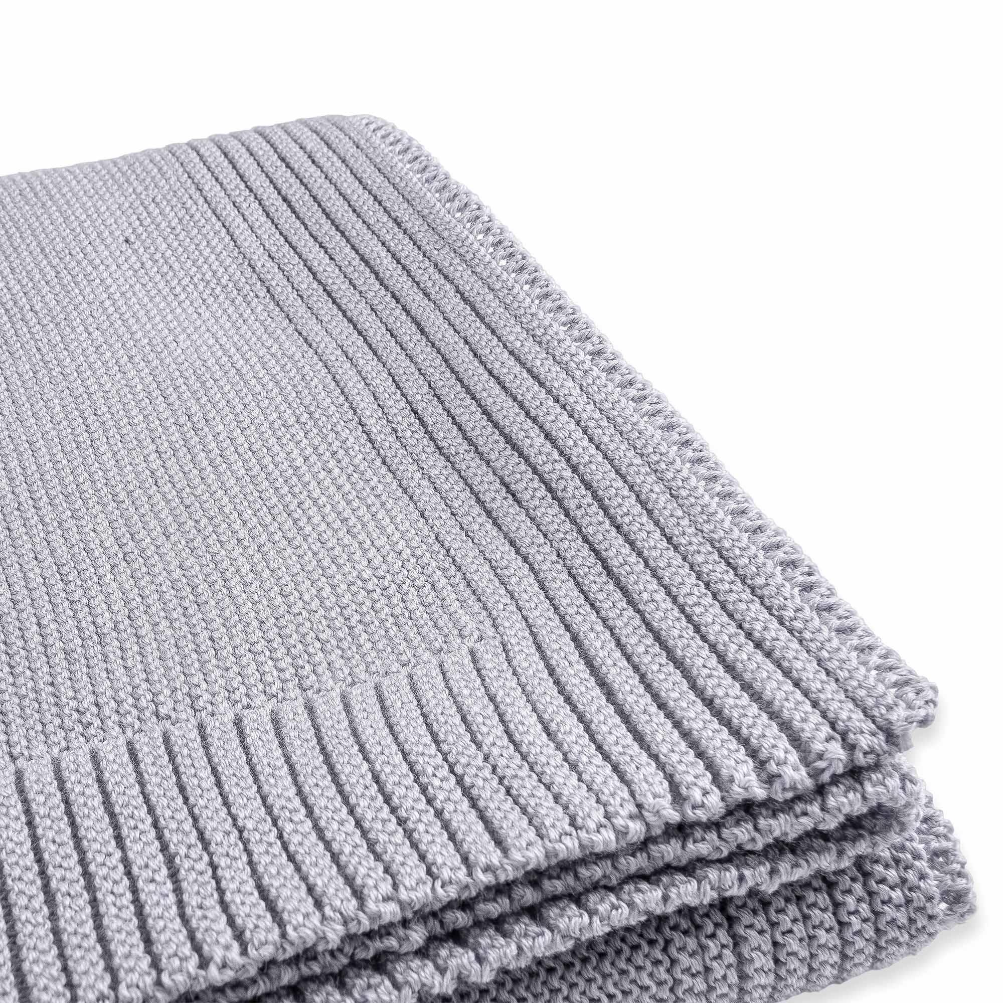 Grey melange merino wool knitted blanket