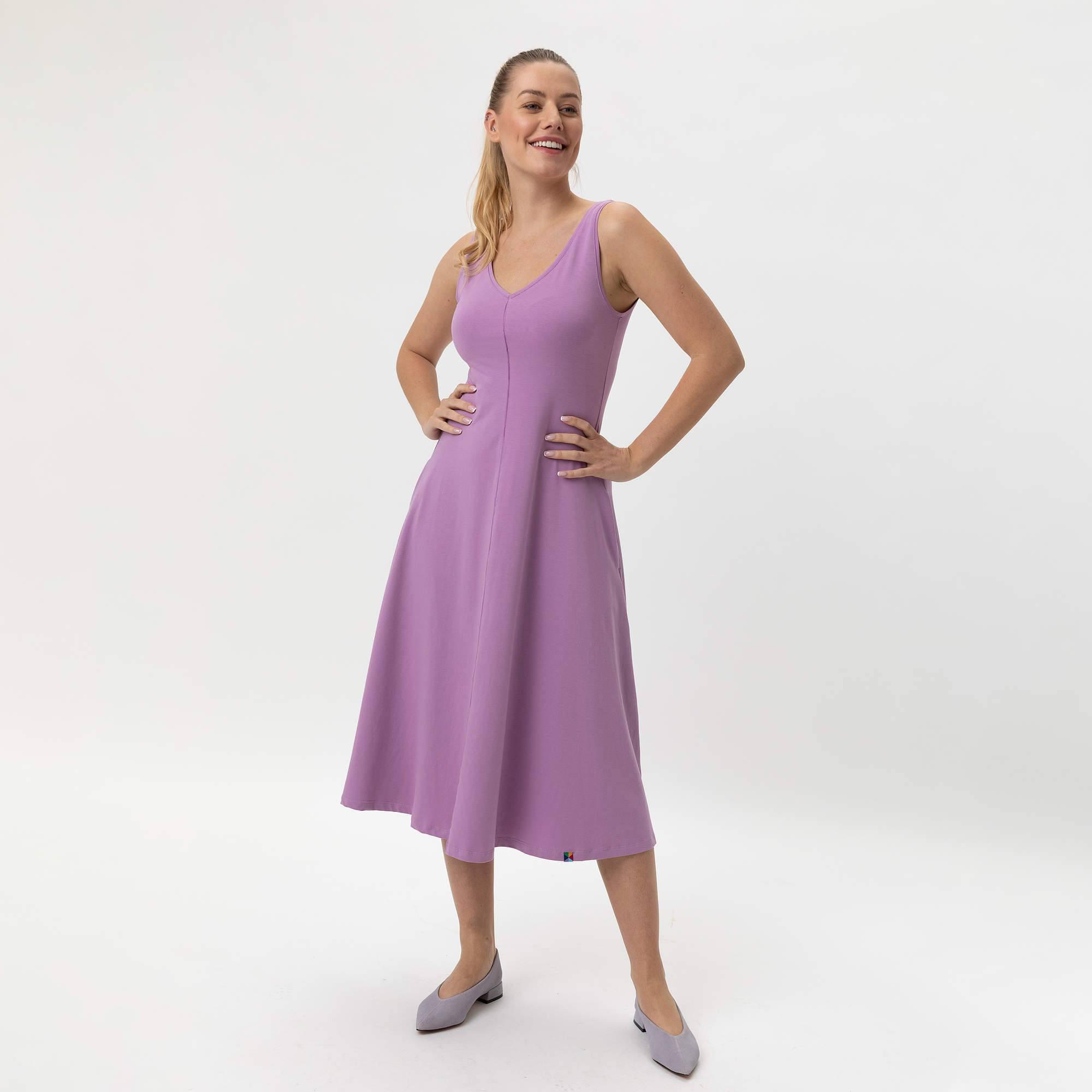 Light purple sleeveless midi dress Women